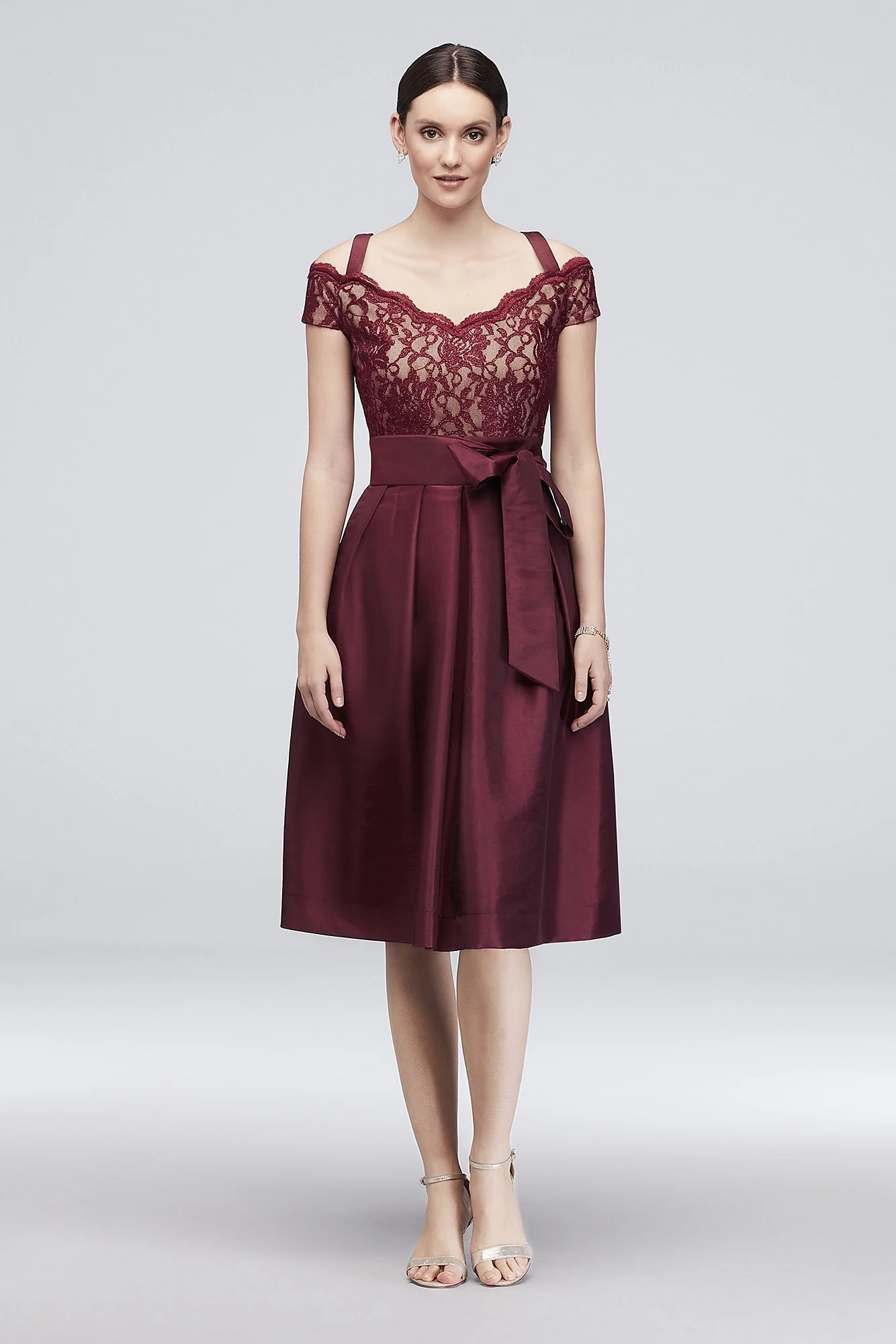 Off-the-Shoulder Short Taffeta A-Line Dress