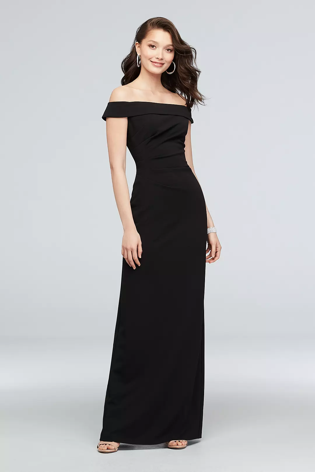 Off-the-Shoulder Stretch Crepe Ruched Dress - Image 7