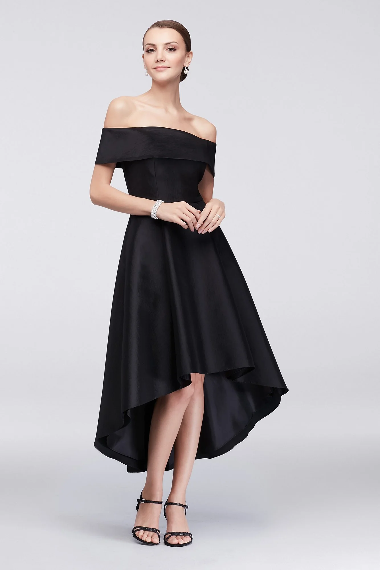 Off-the-Shoulder Taffeta Cocktail Dress