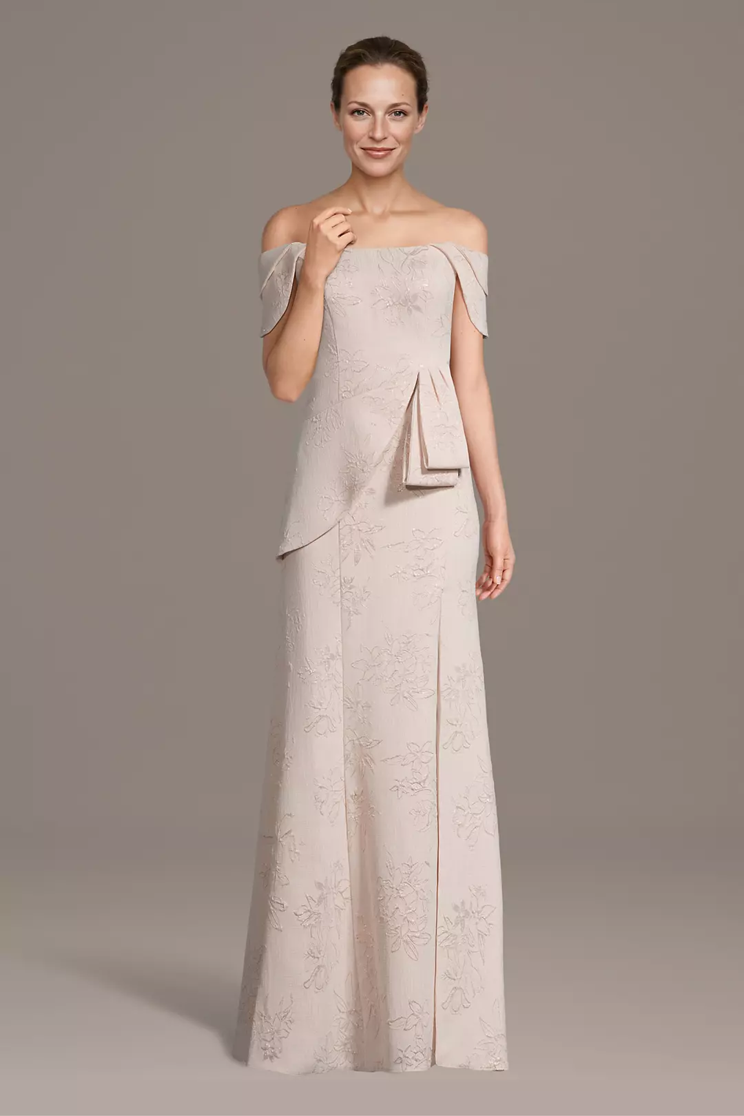 Off-the-Shoulder Tulip Jacquard Sheath Dress - Image 2