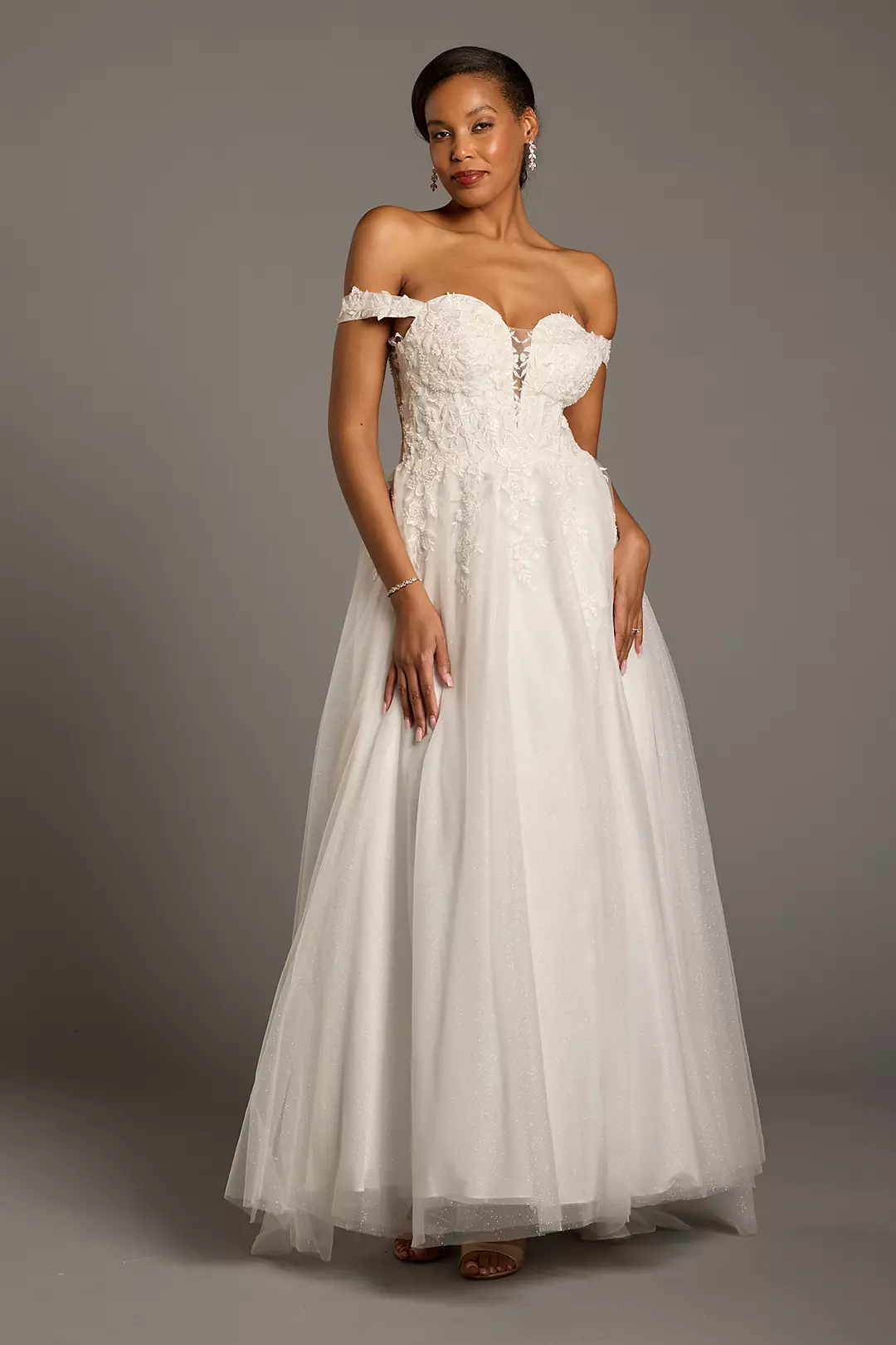 Off-the-Shoulder Tulle Appliqued Ball Gown - Image 7