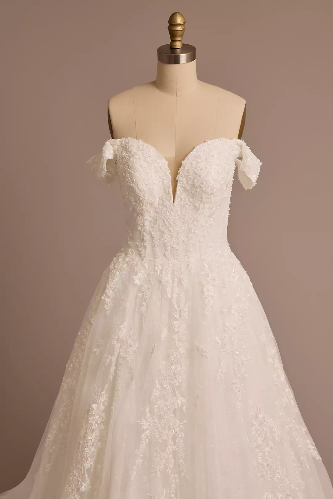 Off-the-Shoulder Tulle Ball Gown Wedding Dress - Image 10