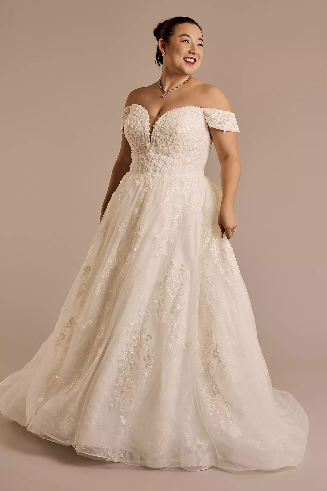 Off-the-Shoulder Tulle Ball Gown Wedding Dress - Image 12