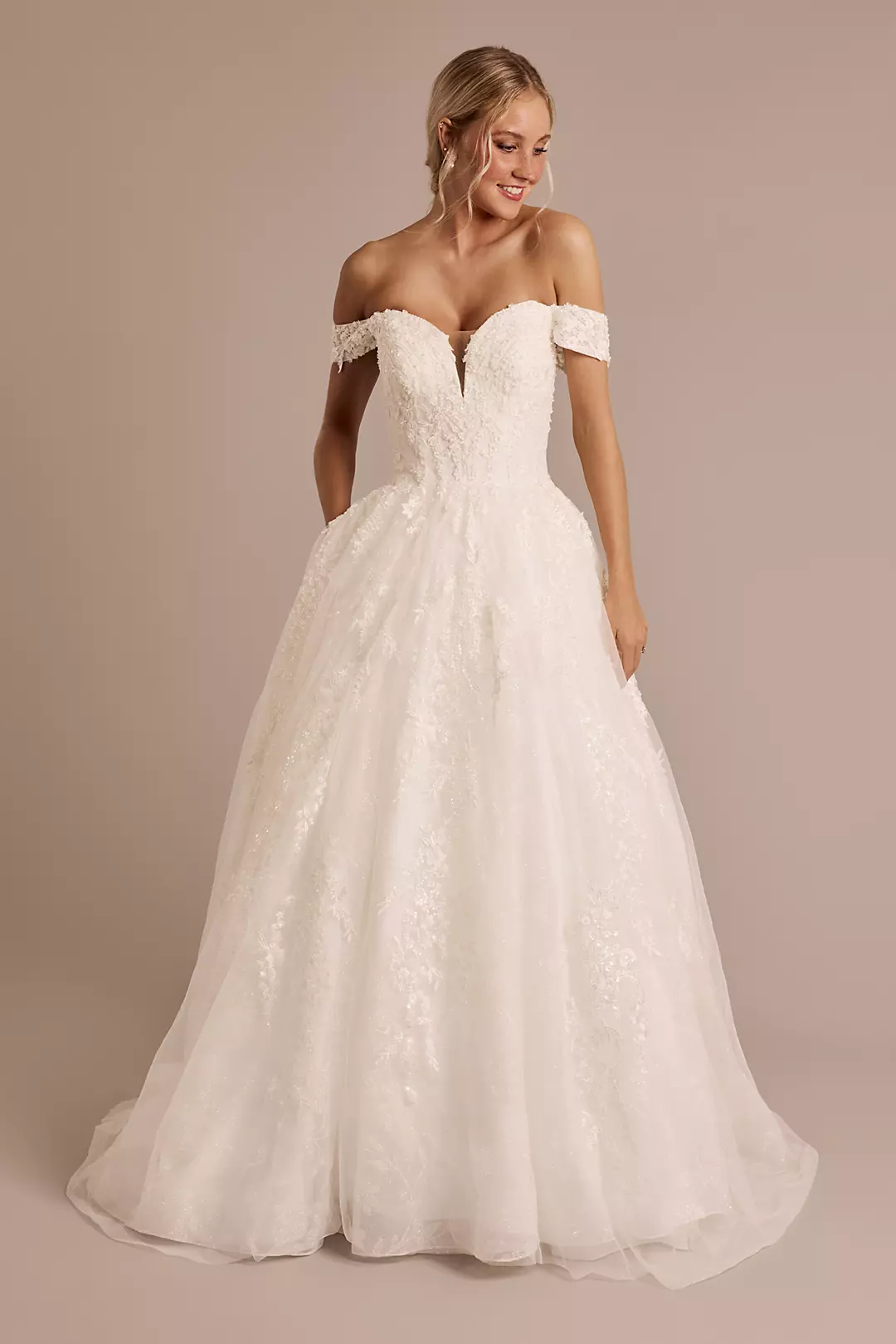 Off-the-Shoulder Tulle Ball Gown Wedding Dress - Image 3