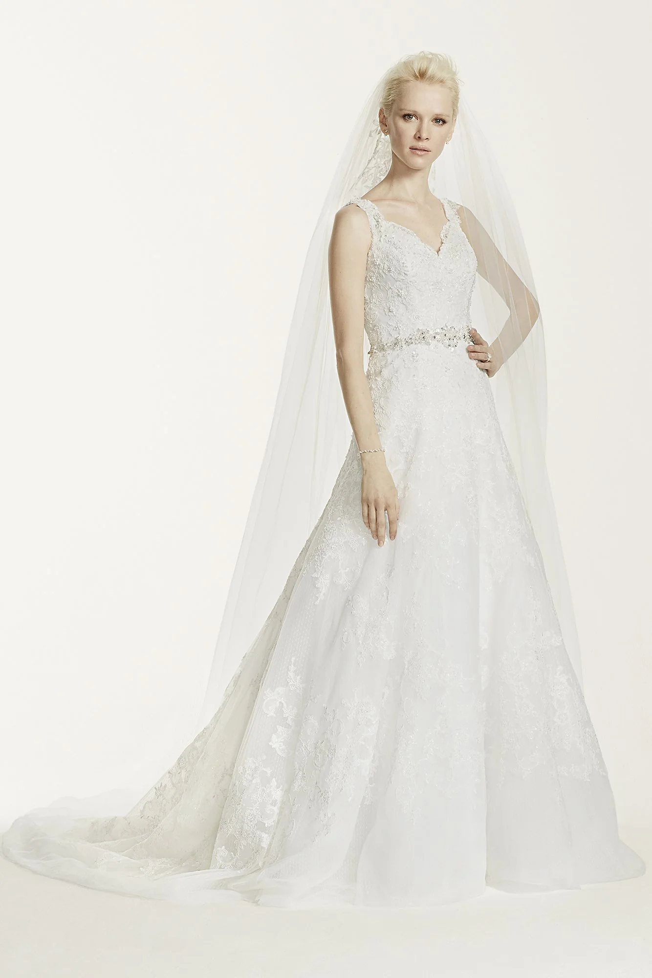 Oleg Cassini A-Line Lace Wedding Dress - Image 6