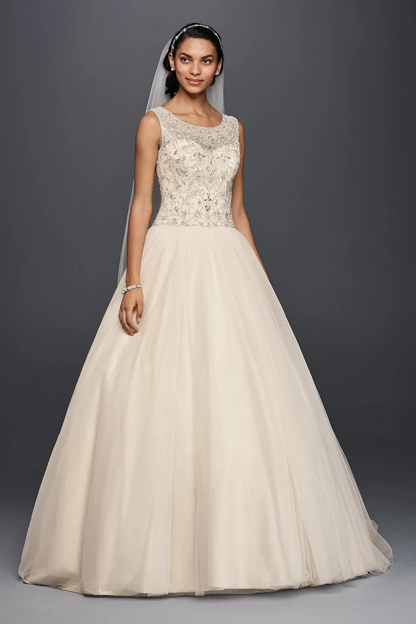 Oleg Cassini Ball Gown Wedding Dress with Beading - Image 10