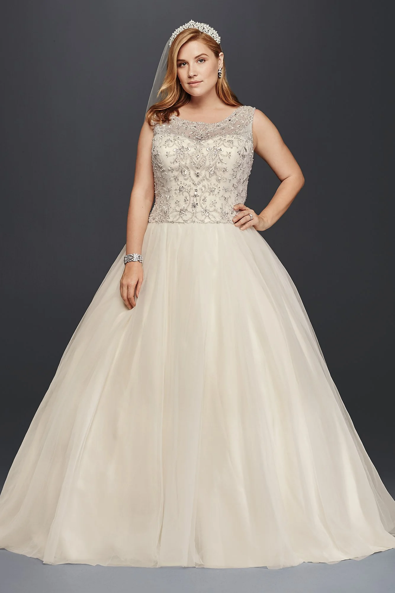 Oleg Cassini Ball Gown Wedding Dress with Beading - Image 6