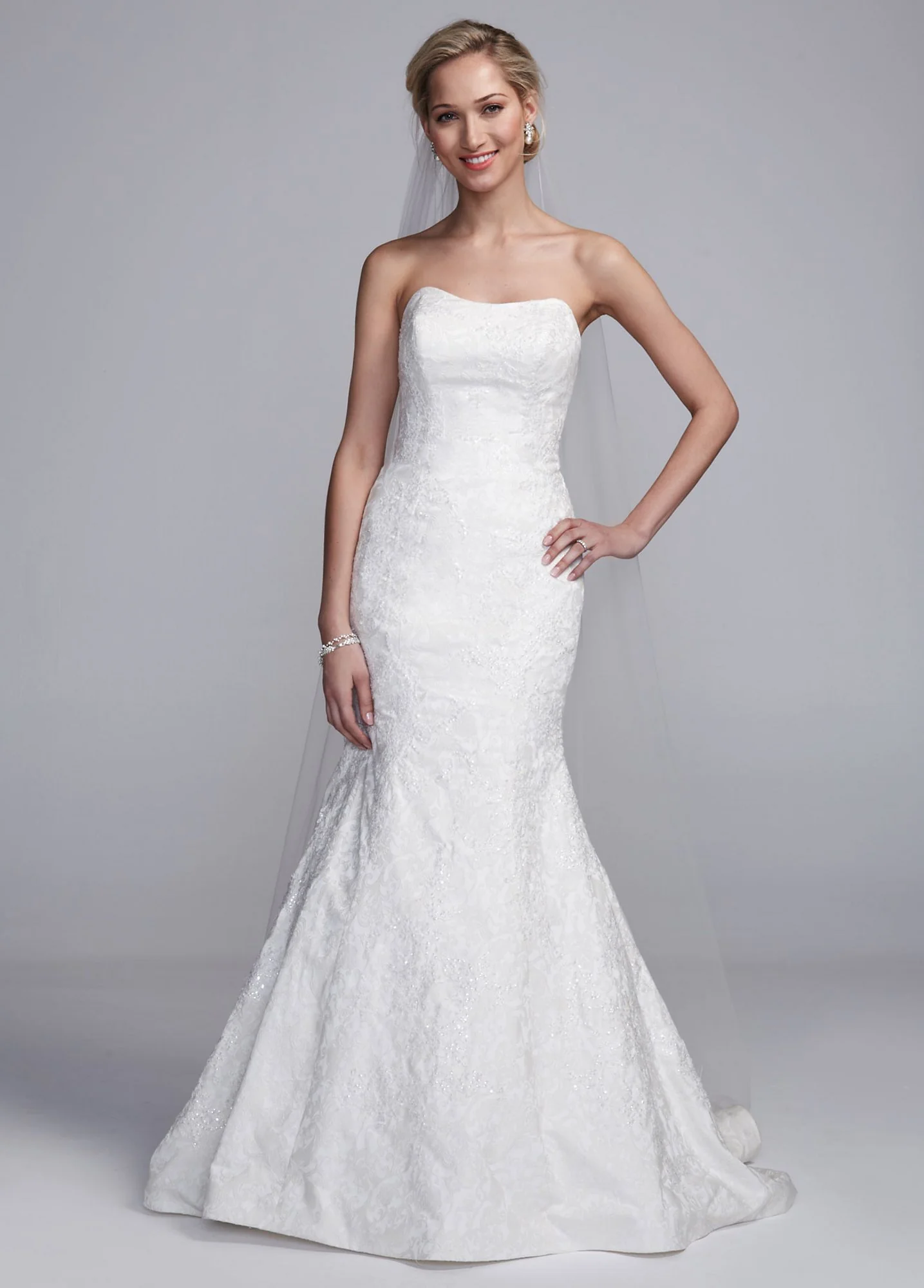 Oleg Cassini Brocade Trumpet Wedding Dress