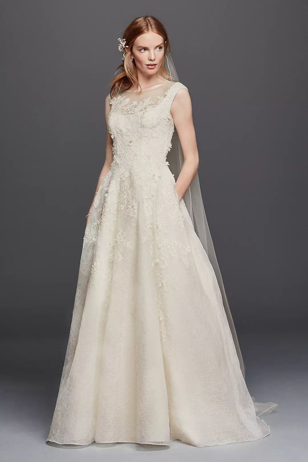 Oleg Cassini Cap Sleeve Wedding Dress - Image 16