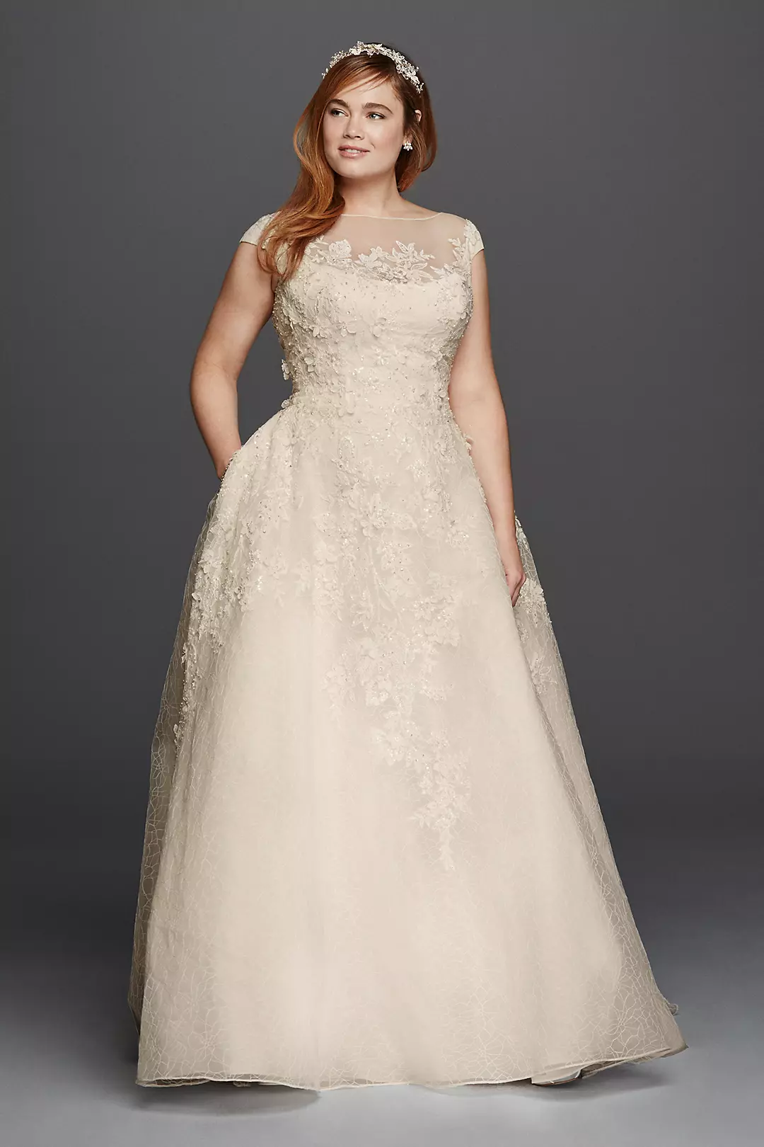 Oleg Cassini Cap Sleeve Wedding Dress - Image 20