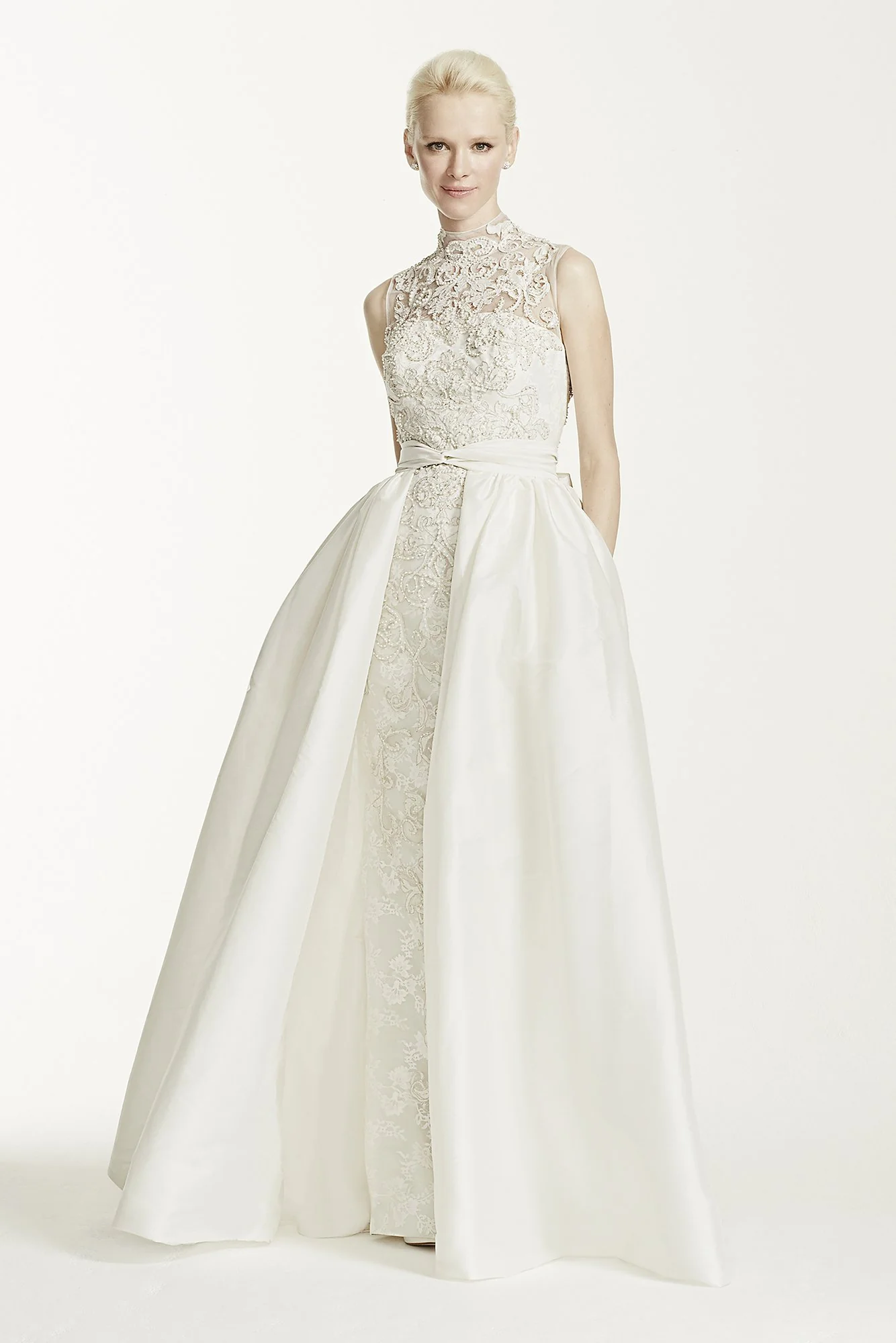 Oleg Cassini High Neck Lace Wedding Dress - Image 2