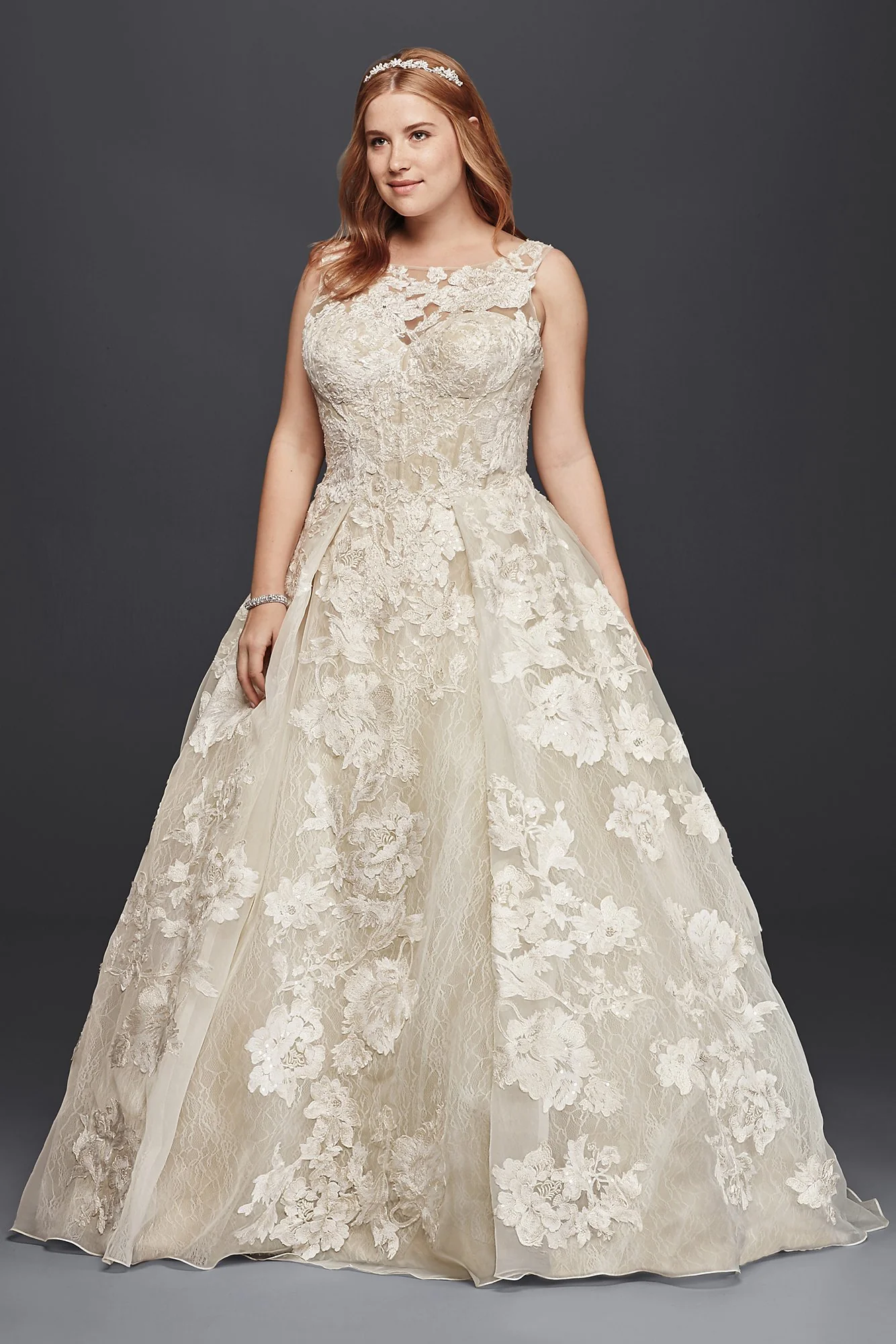 Oleg Cassini High Neck Tank Lace Wedding Dress - Image 13