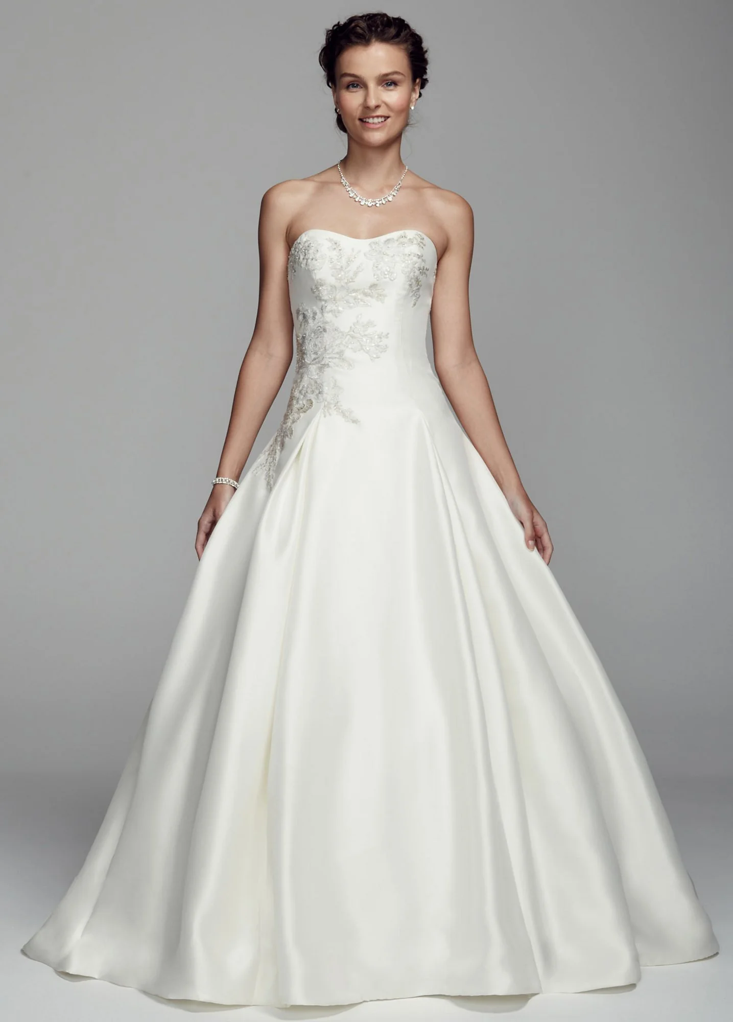 Oleg Cassini Mikado and Lace Wedding Dress - Image 2