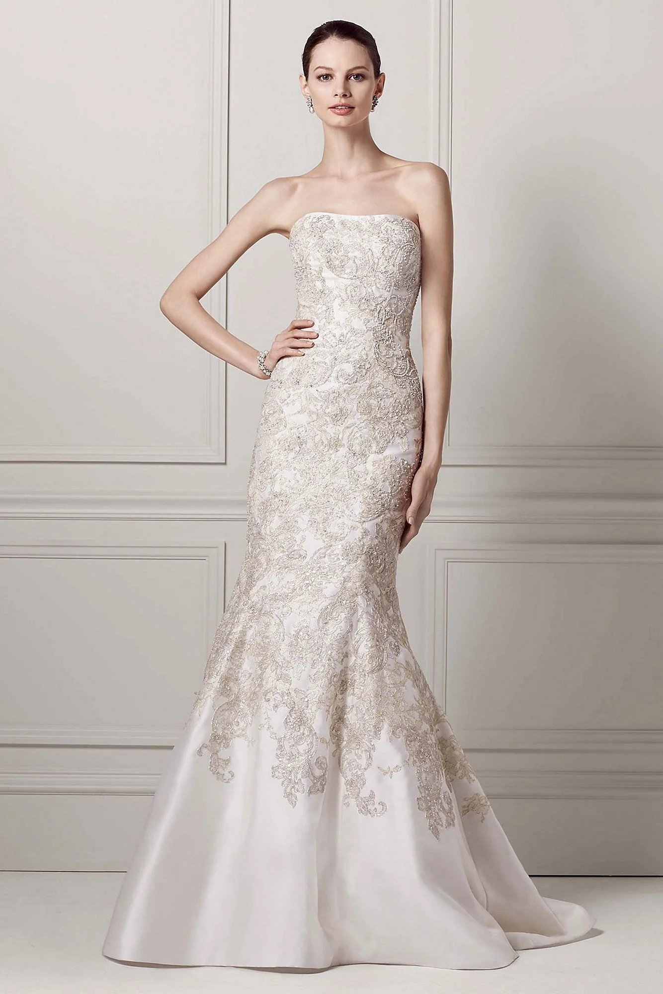 Oleg Cassini Mikado Wedding Dress with Lace