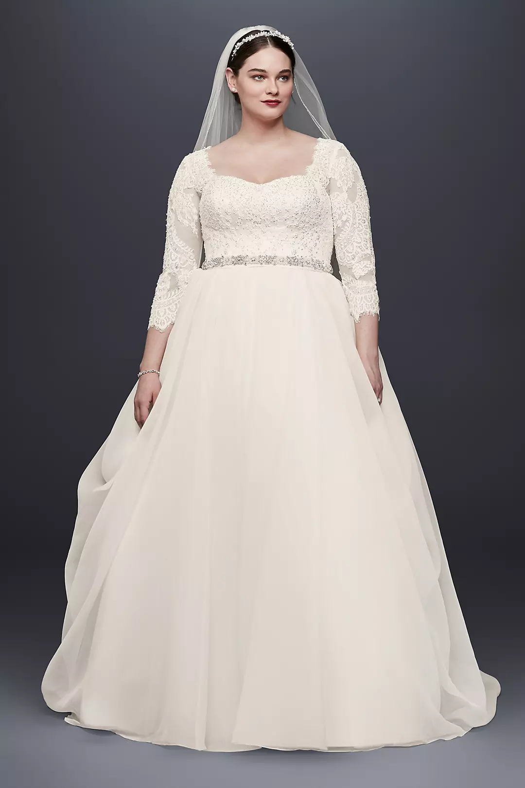 Oleg Cassini Organza 3/4 Sleeved Wedding Dress - Image 25