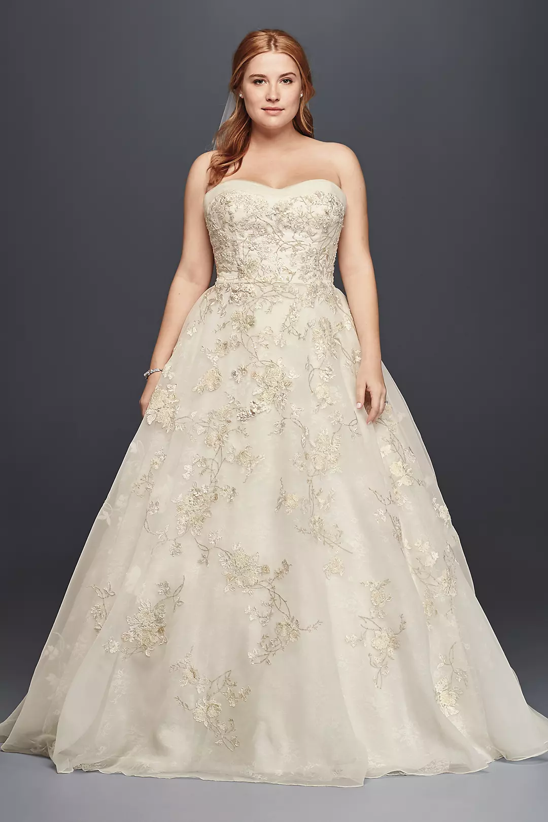 Oleg Cassini Organza Veiled Lace Wedding Dress - Image 21