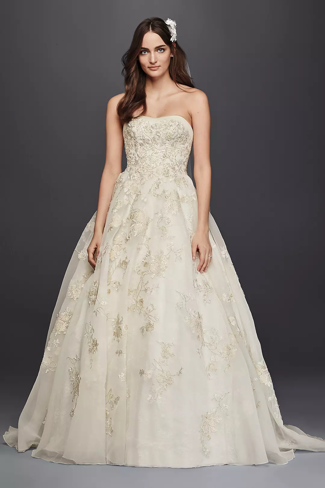 Oleg Cassini Organza Veiled Lace Wedding Dress - Image 8