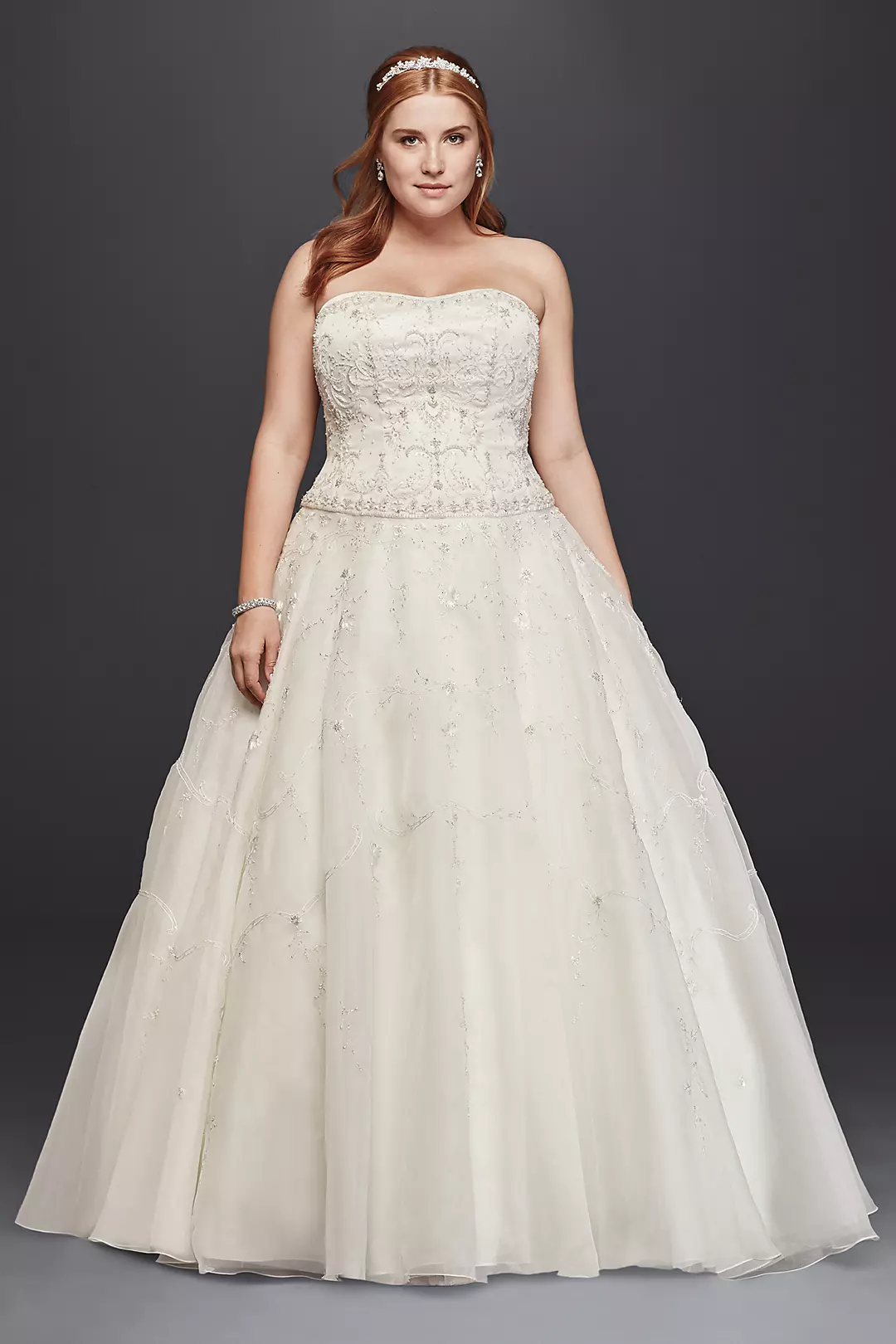Oleg Cassini Satin Bodice Organza Wedding Dress - Image 4