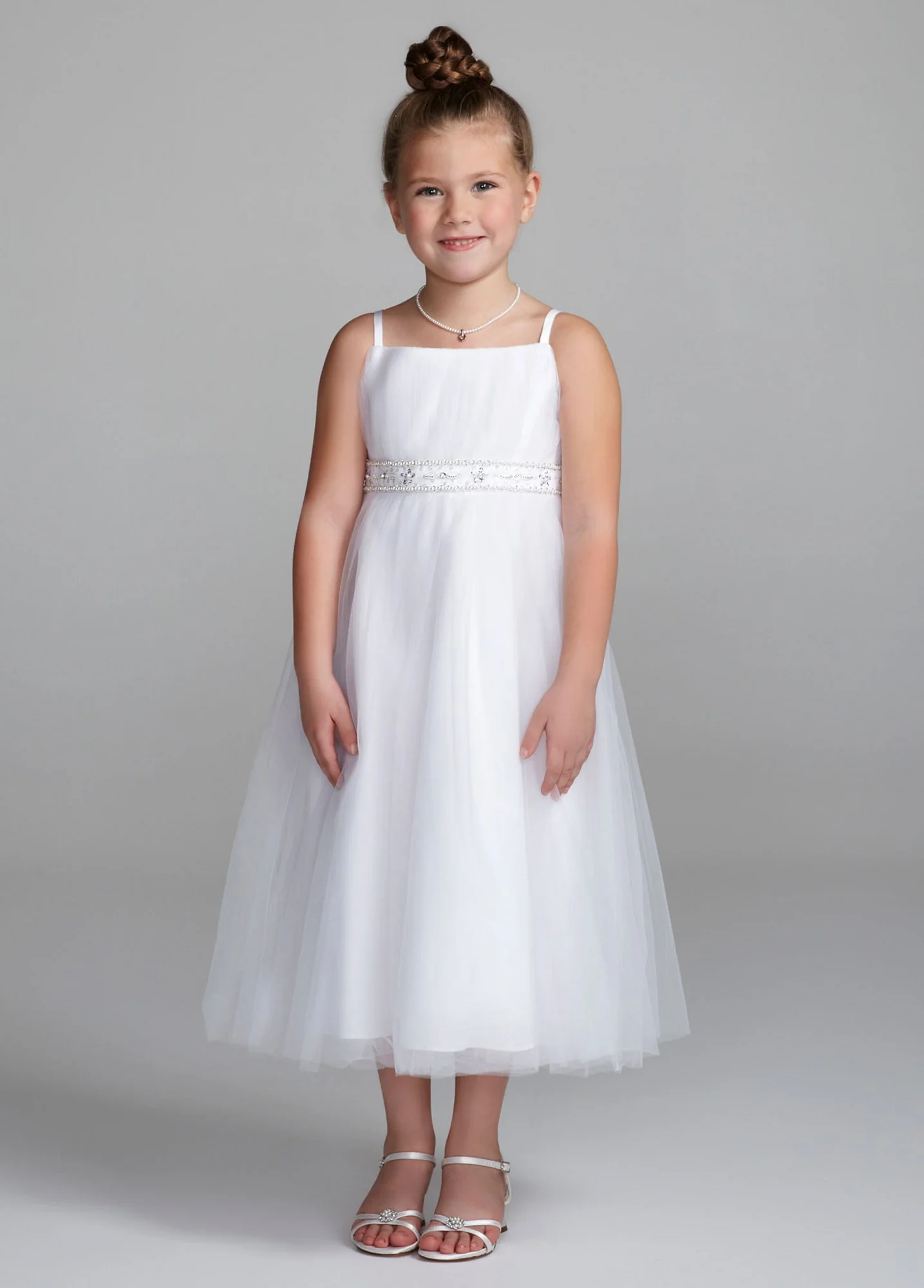 Oleg Cassini Spaghetti Strap Gown with Beading - Image 2