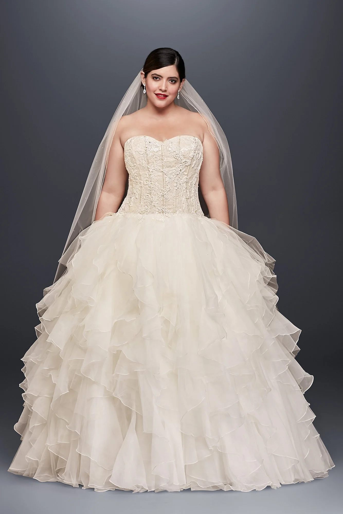 Petite Organza Ruffle Skirt Wedding Dress - Image 10