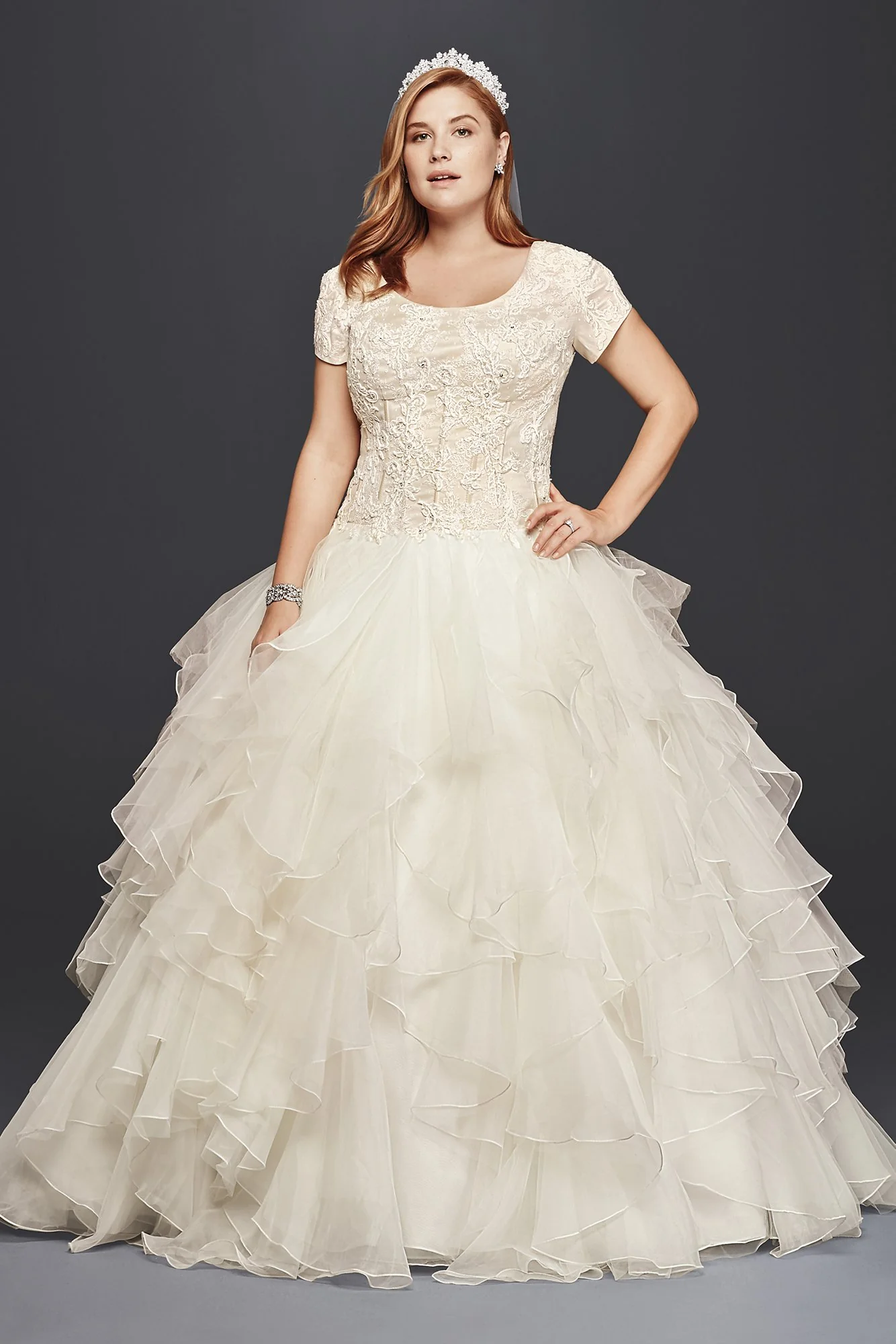 Petite Organza Ruffle Skirt Wedding Dress - Image 16