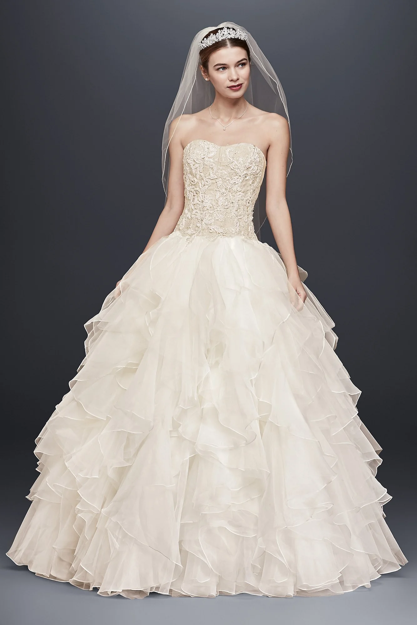 Petite Organza Ruffle Skirt Wedding Dress - Image 38