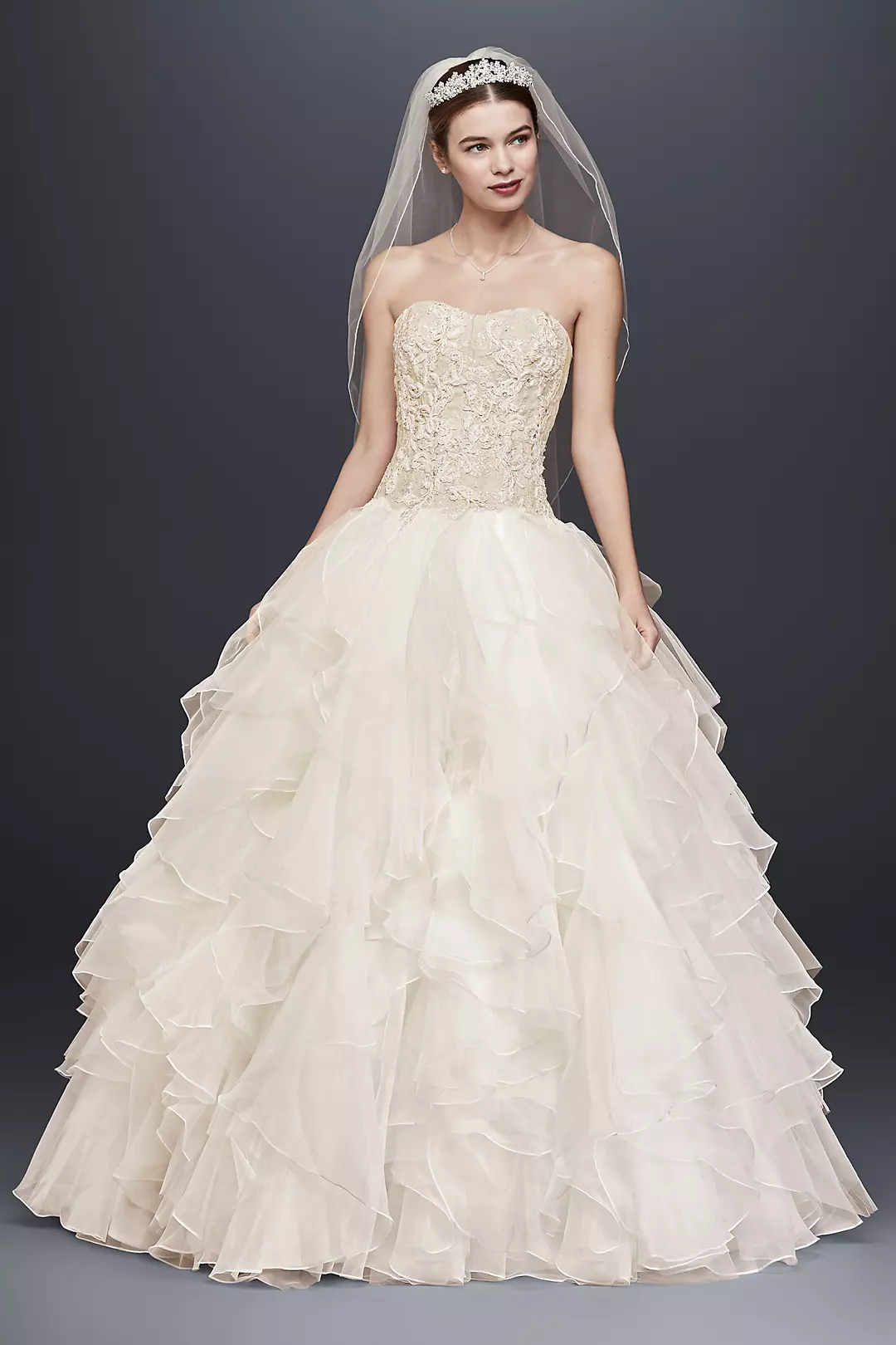 Petite Organza Ruffle Skirt Wedding Dress - Image 45