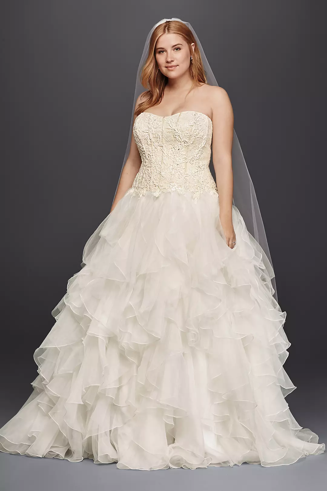 Petite Organza Ruffle Skirt Wedding Dress - Image 50