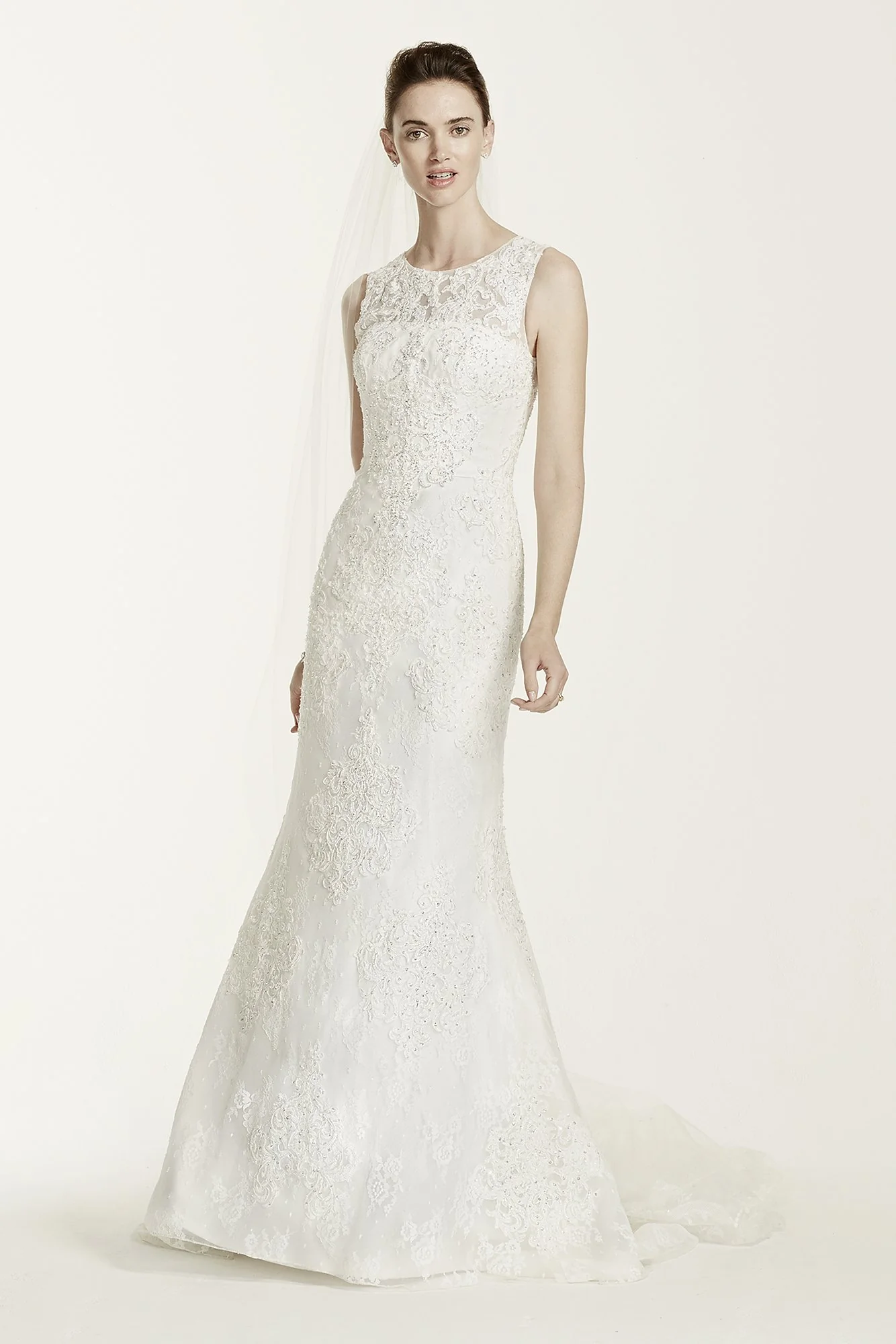 Oleg Cassini Tank Illusion Back Wedding Dress - Image 6