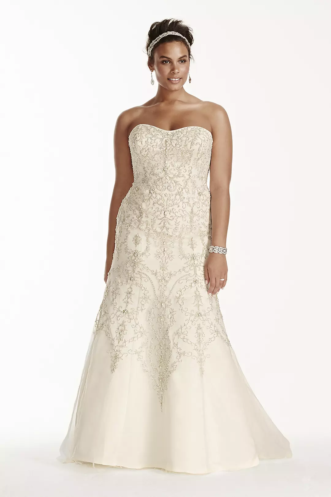 Oleg Cassini Tulle and Crystal Mermaid Wedding Dre