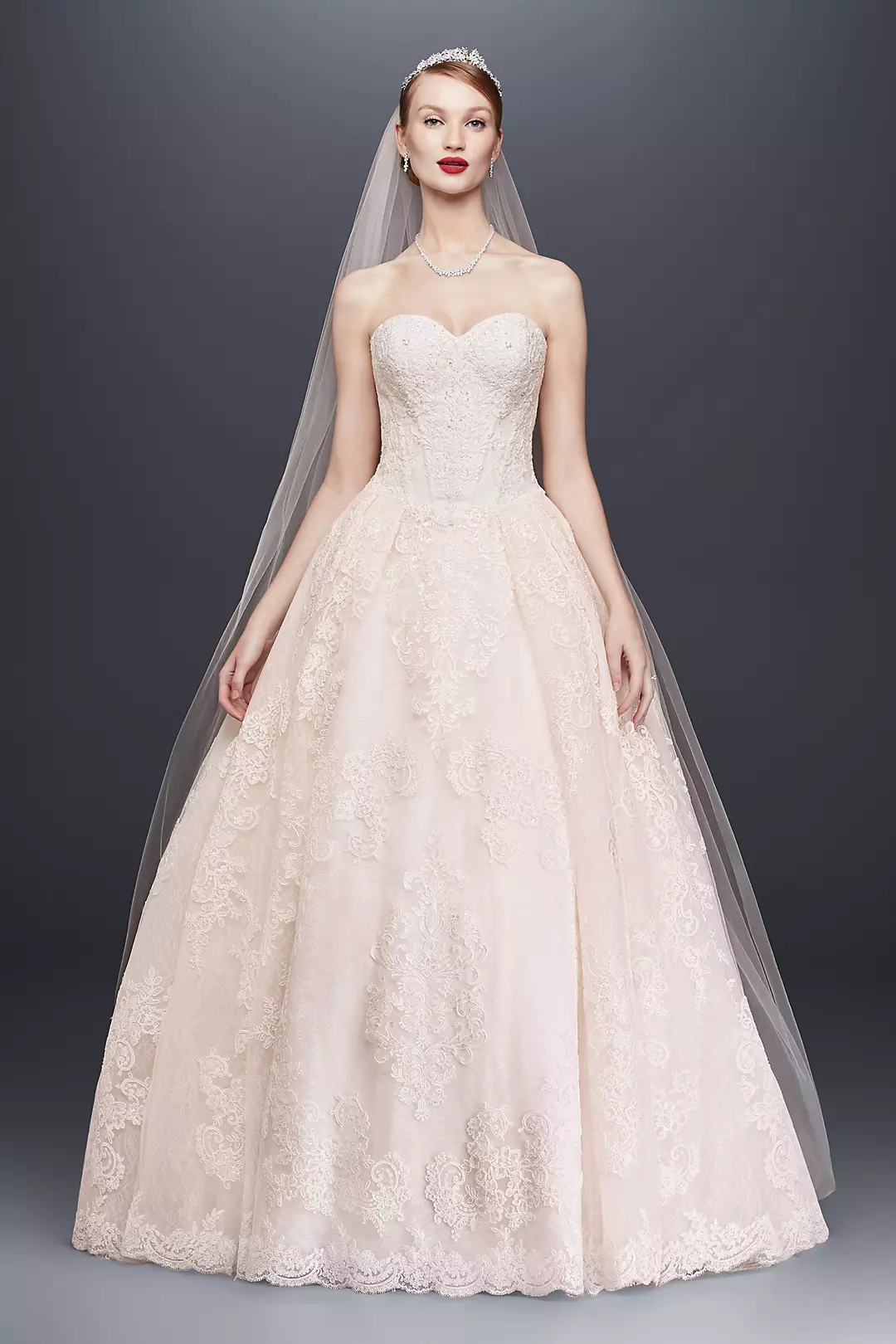Oleg Cassini Wedding Ball Gown with Lace Appliques - Image 14