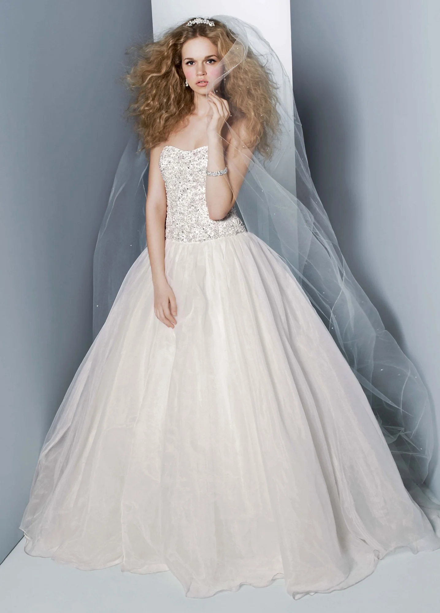 Oleg Cassini Wedding Dress with Organza Bodice - Image 2