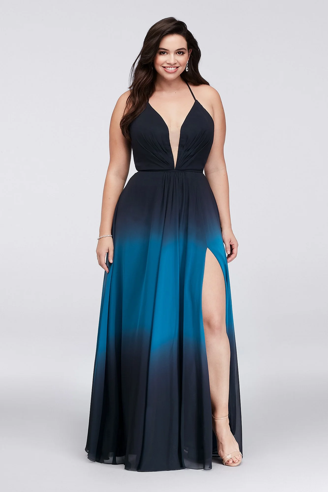 Ombre Chiffon Halter A-Line Gown - Image 2