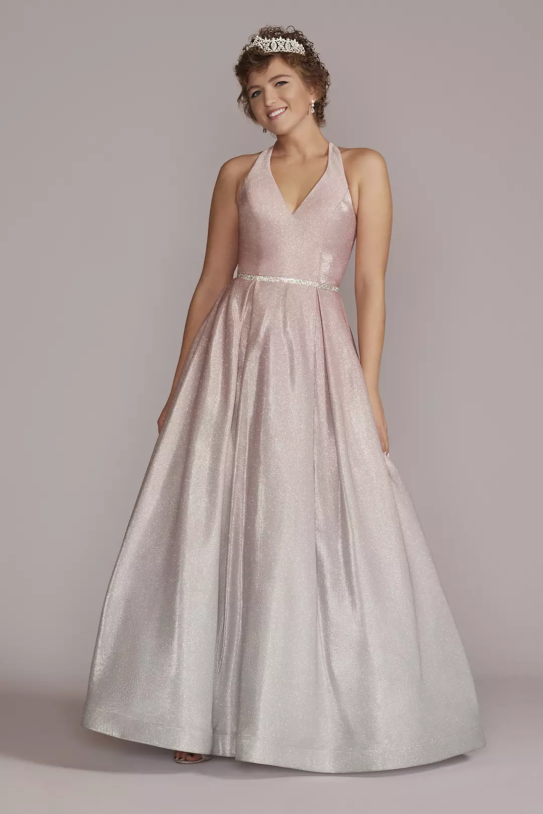Ombre Plunging Ball Gown with Jewels - Image 13
