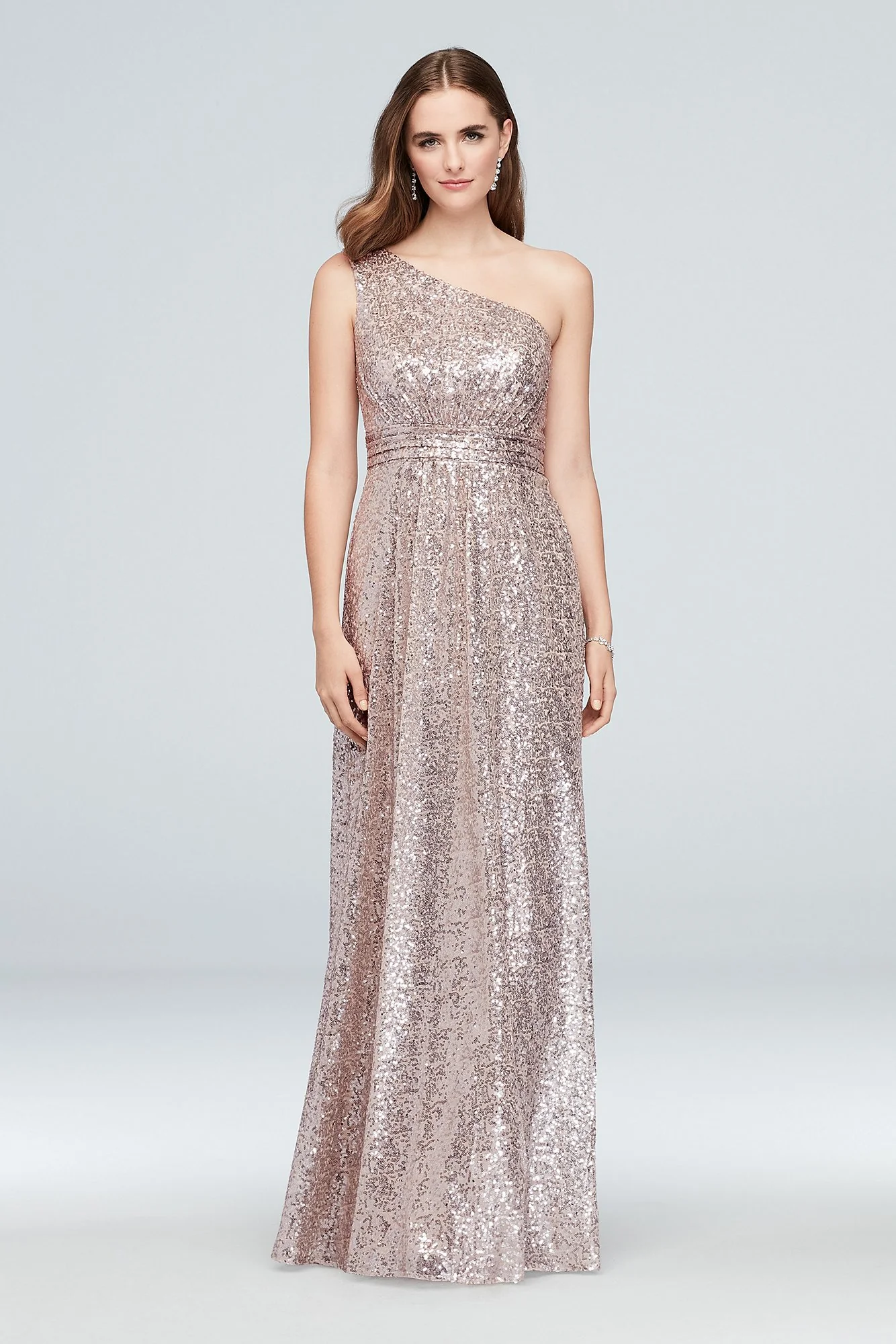 One-Shoulder Allover Sequin Bridesmaid Dress - Image 4