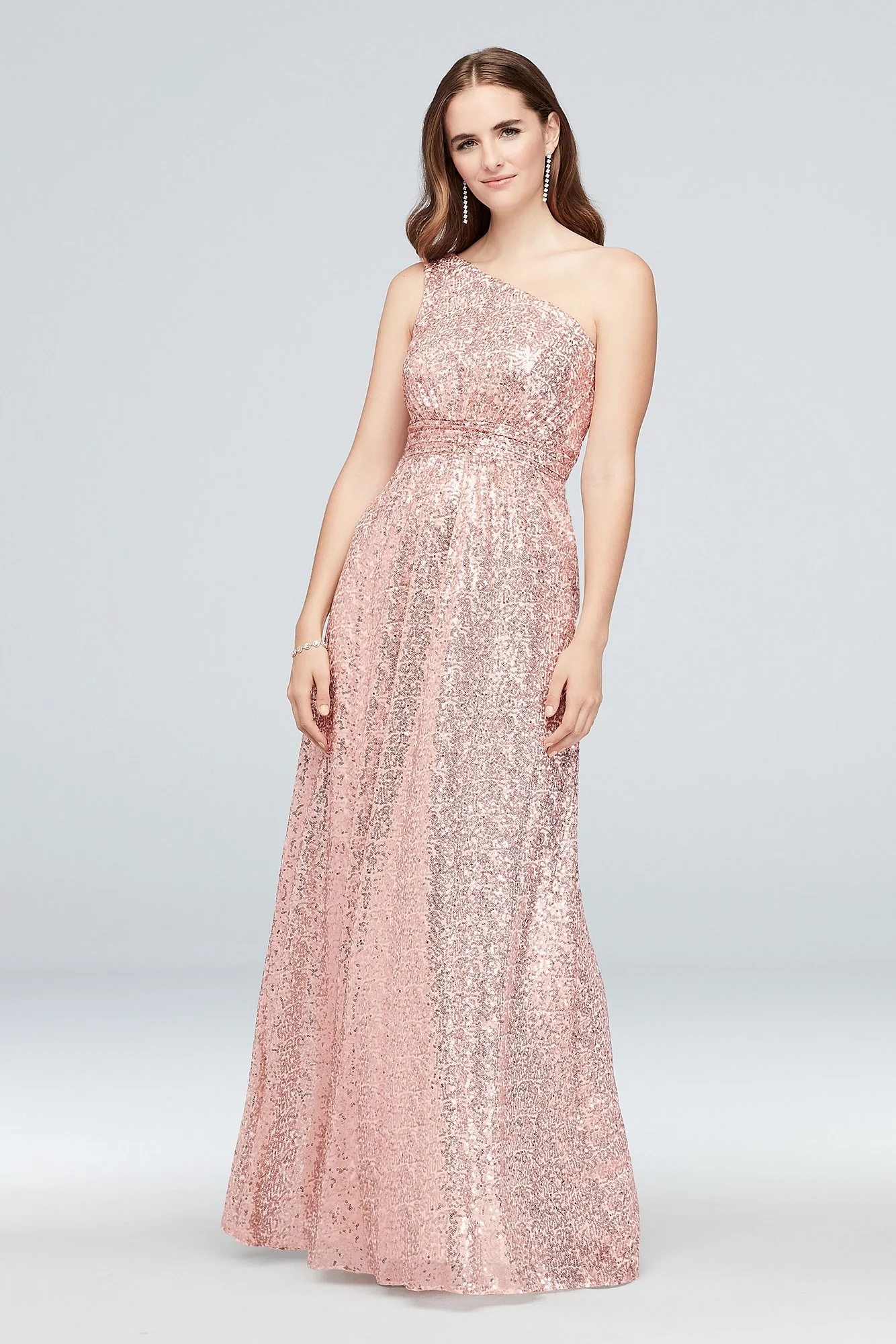 One-Shoulder Allover Sequin Bridesmaid Dress - Image 6