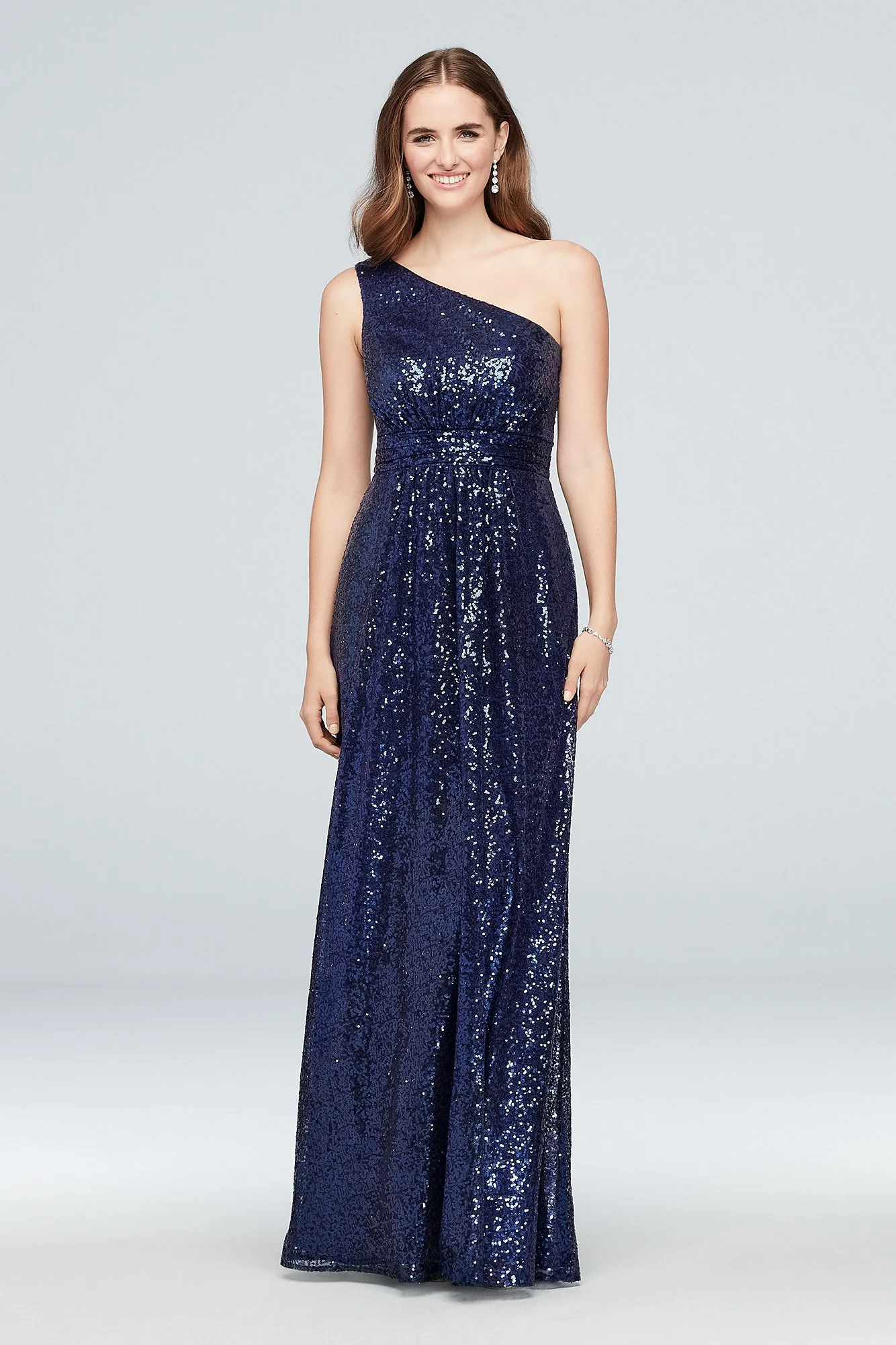 One-Shoulder Allover Sequin Bridesmaid Dress - Image 7