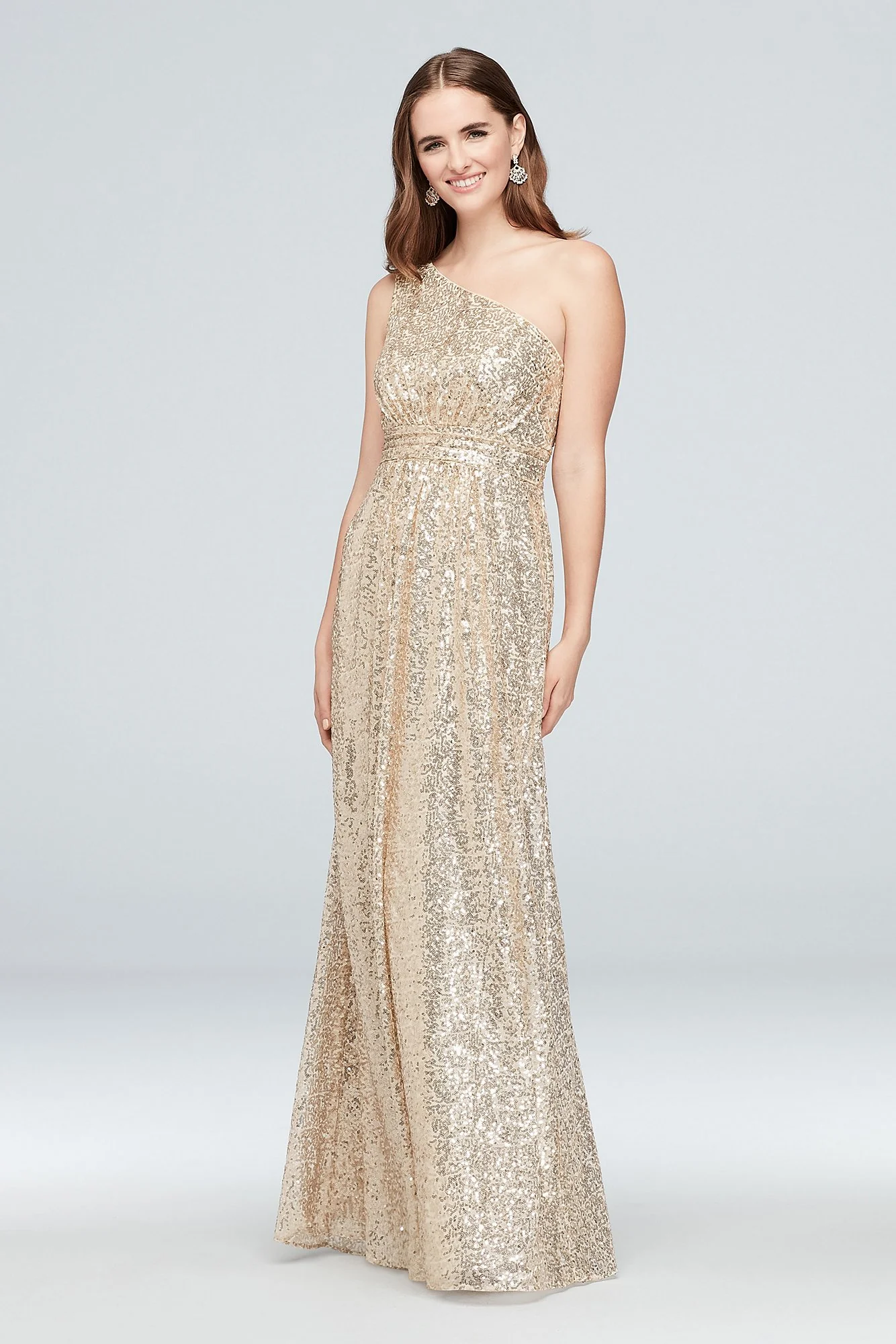 One-Shoulder Allover Sequin Bridesmaid Dress - Image 8