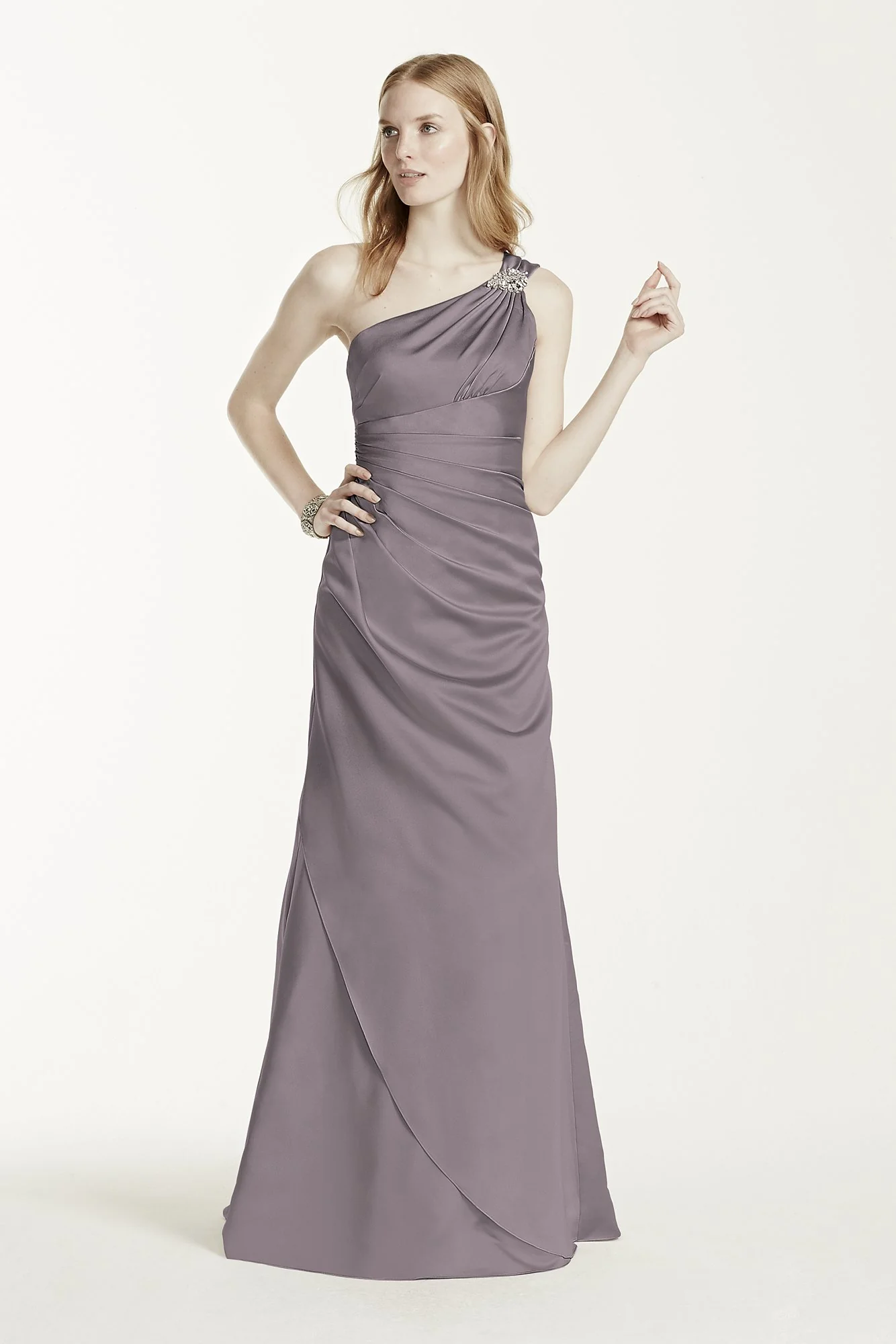 One Shoulder Bridesmaid Dress with Details - Image 14