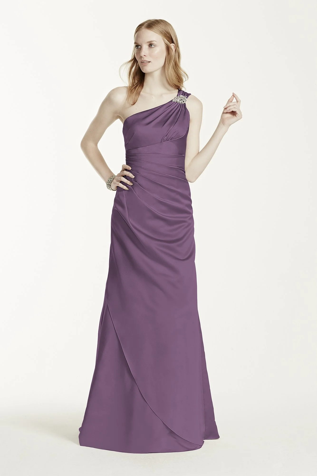 One Shoulder Bridesmaid Dress with Details - Image 24