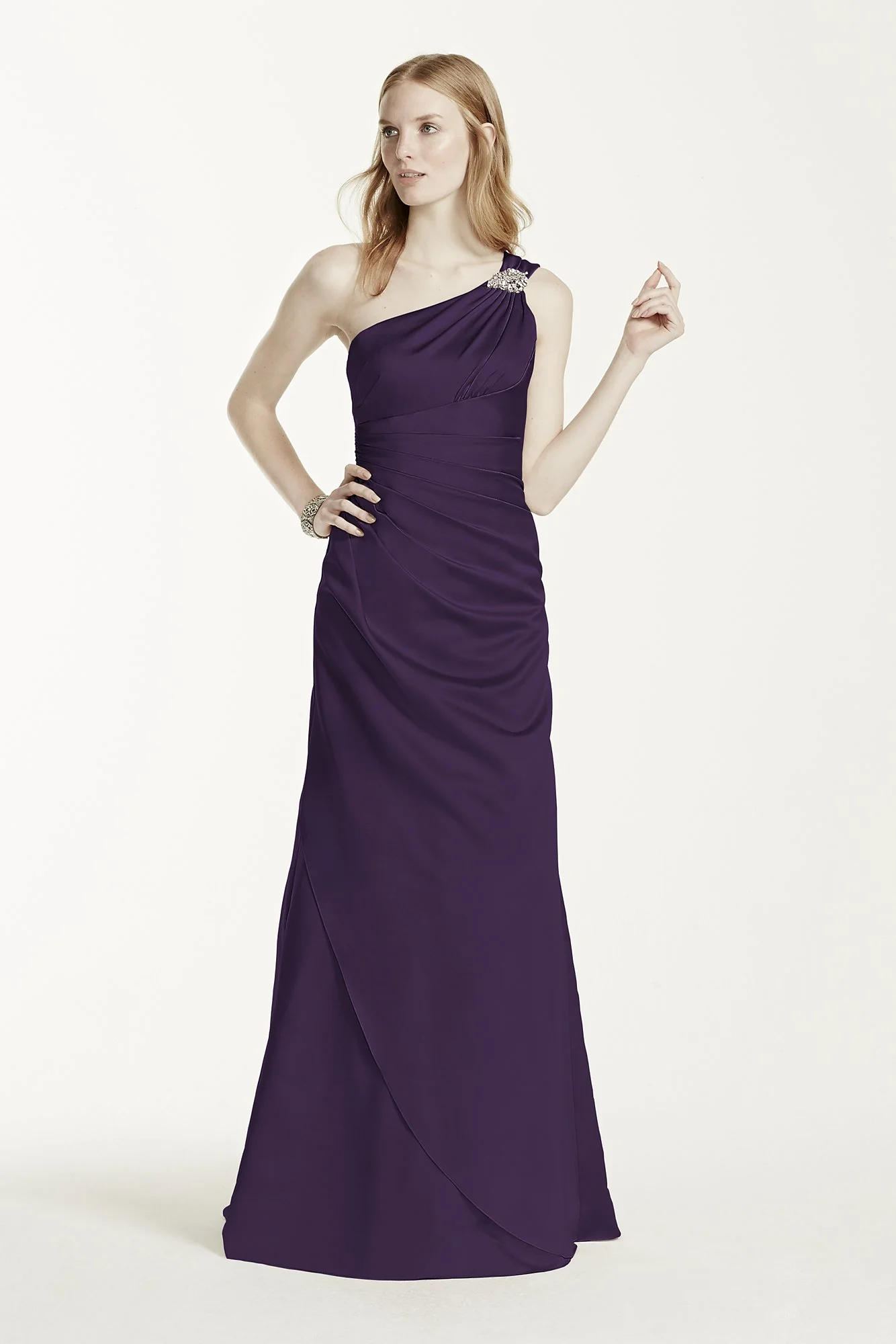 One Shoulder Bridesmaid Dress with Details - Image 25