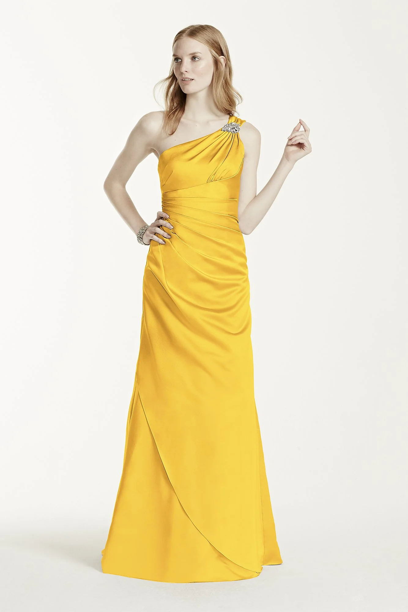 One Shoulder Bridesmaid Dress with Details - Image 47