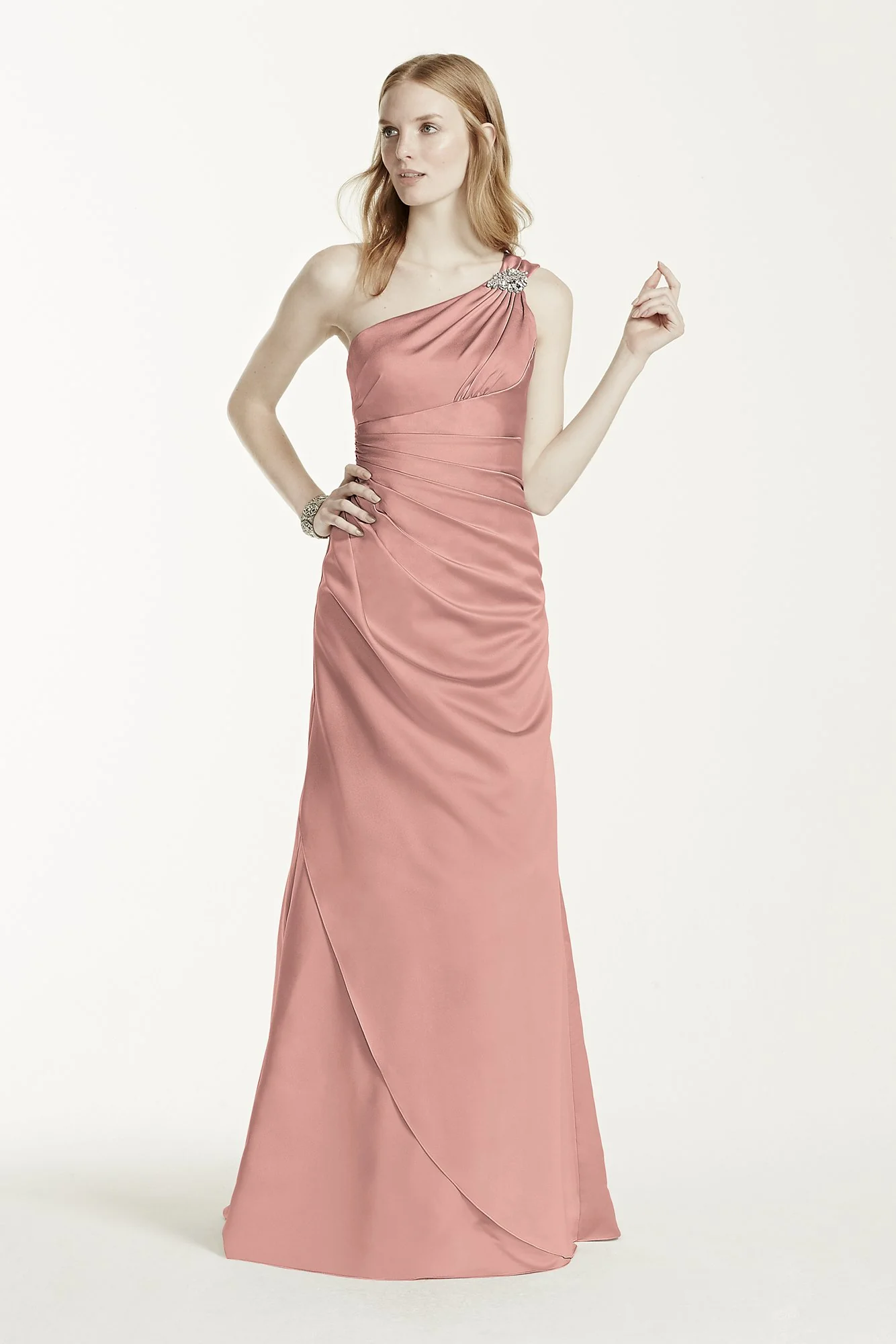 One Shoulder Bridesmaid Dress with Details - Image 50