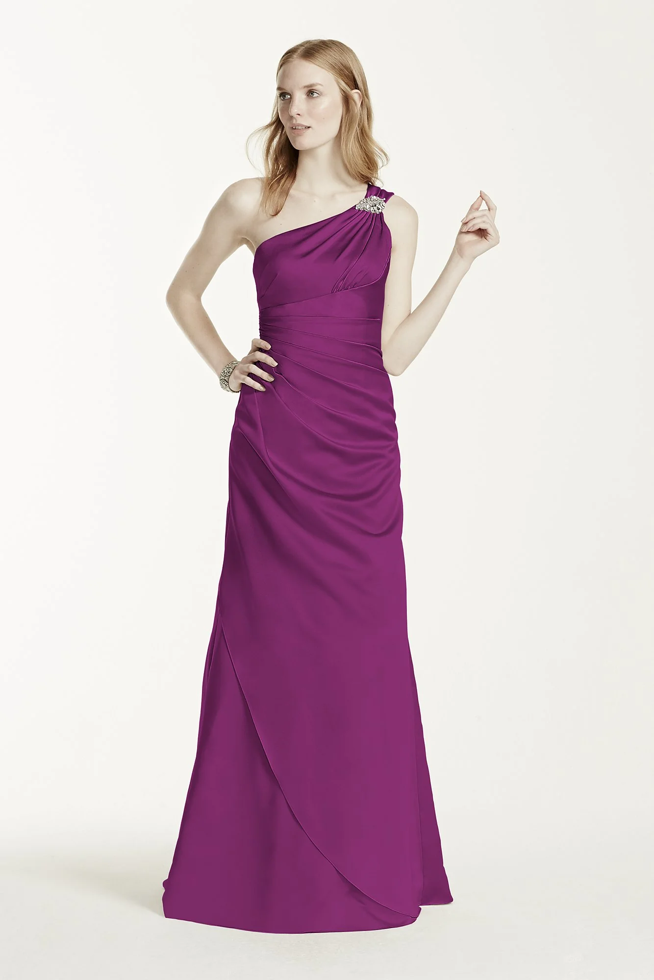 One Shoulder Bridesmaid Dress with Details - Image 54