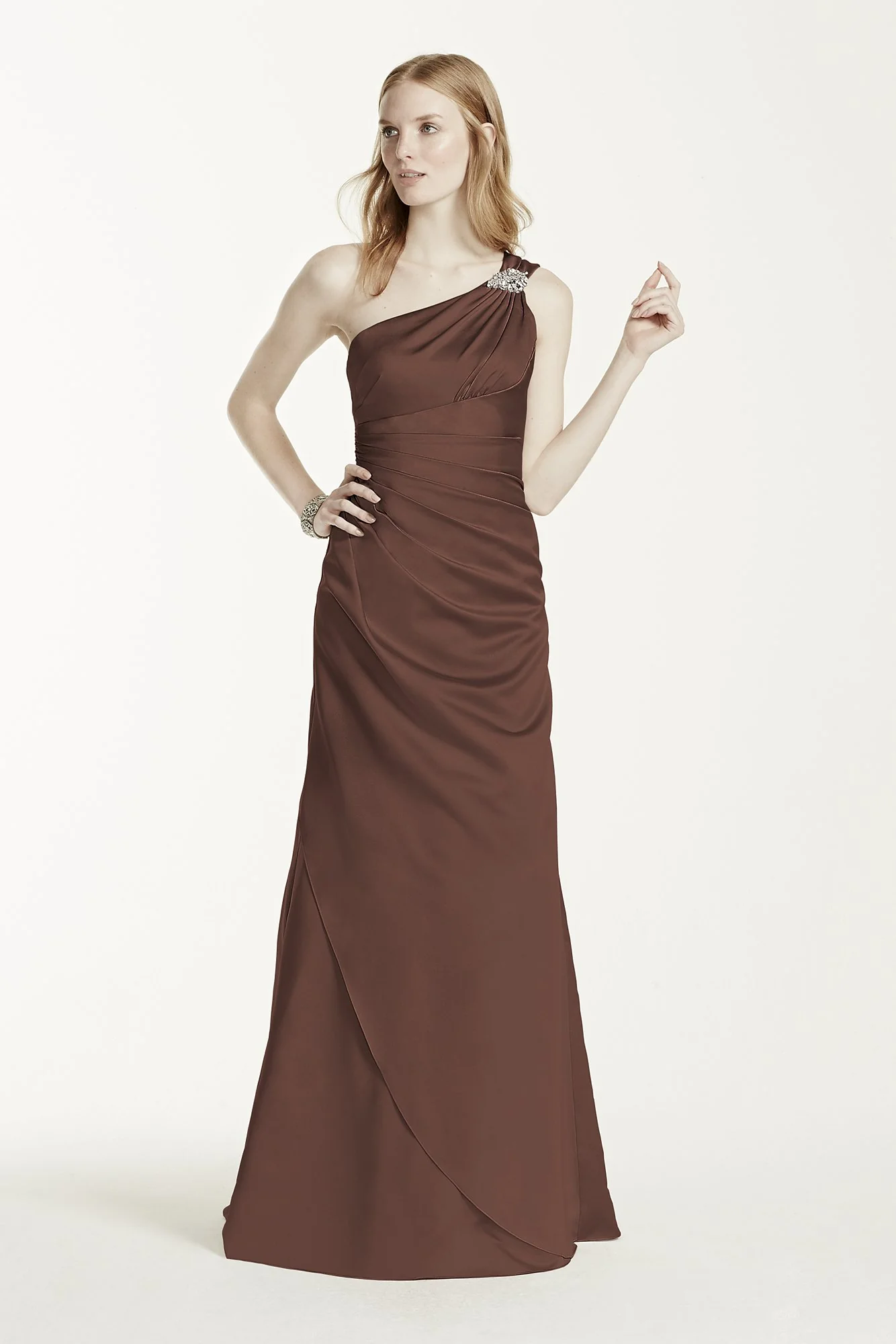 One Shoulder Bridesmaid Dress with Details - Image 56