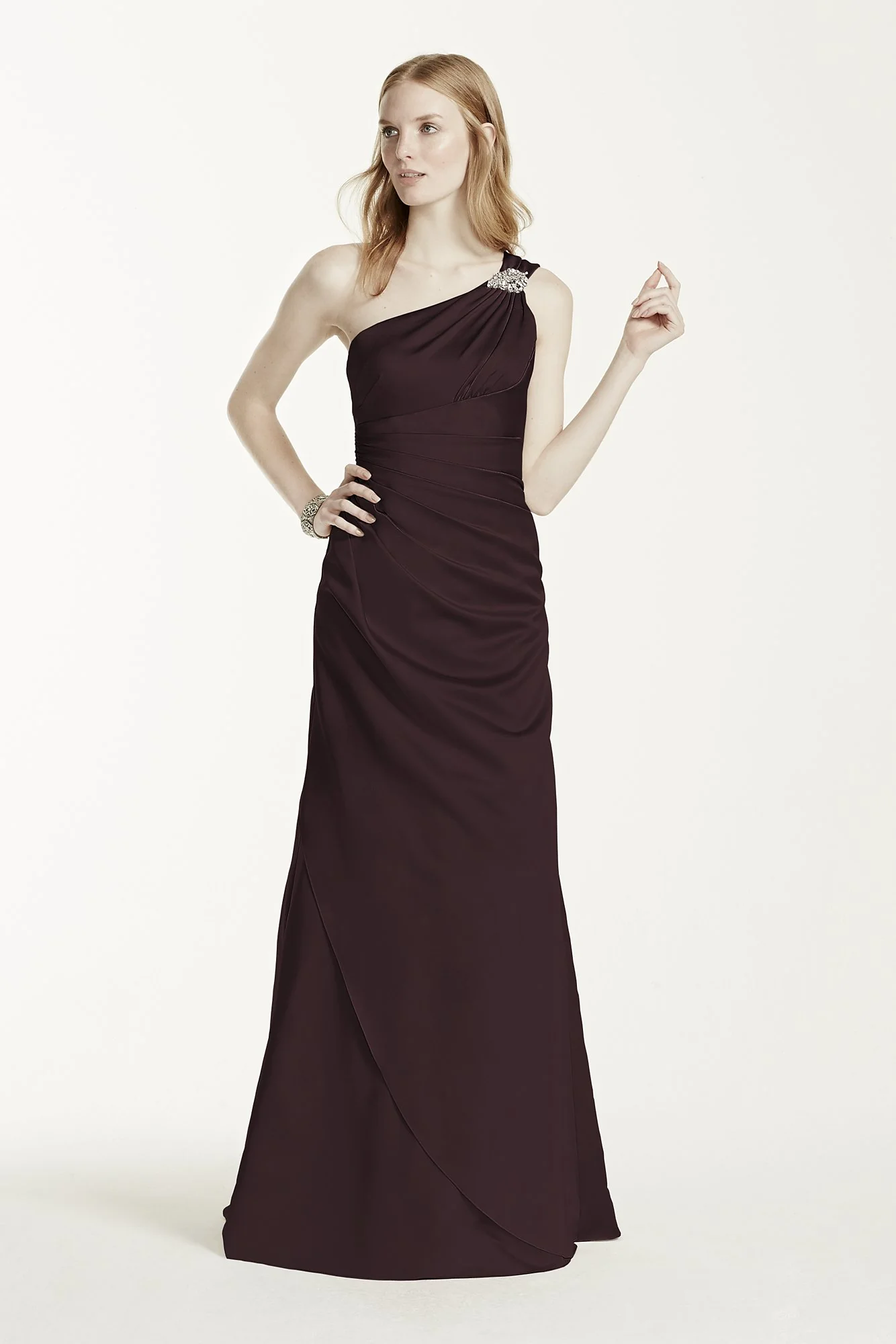 One Shoulder Bridesmaid Dress with Details - Image 57