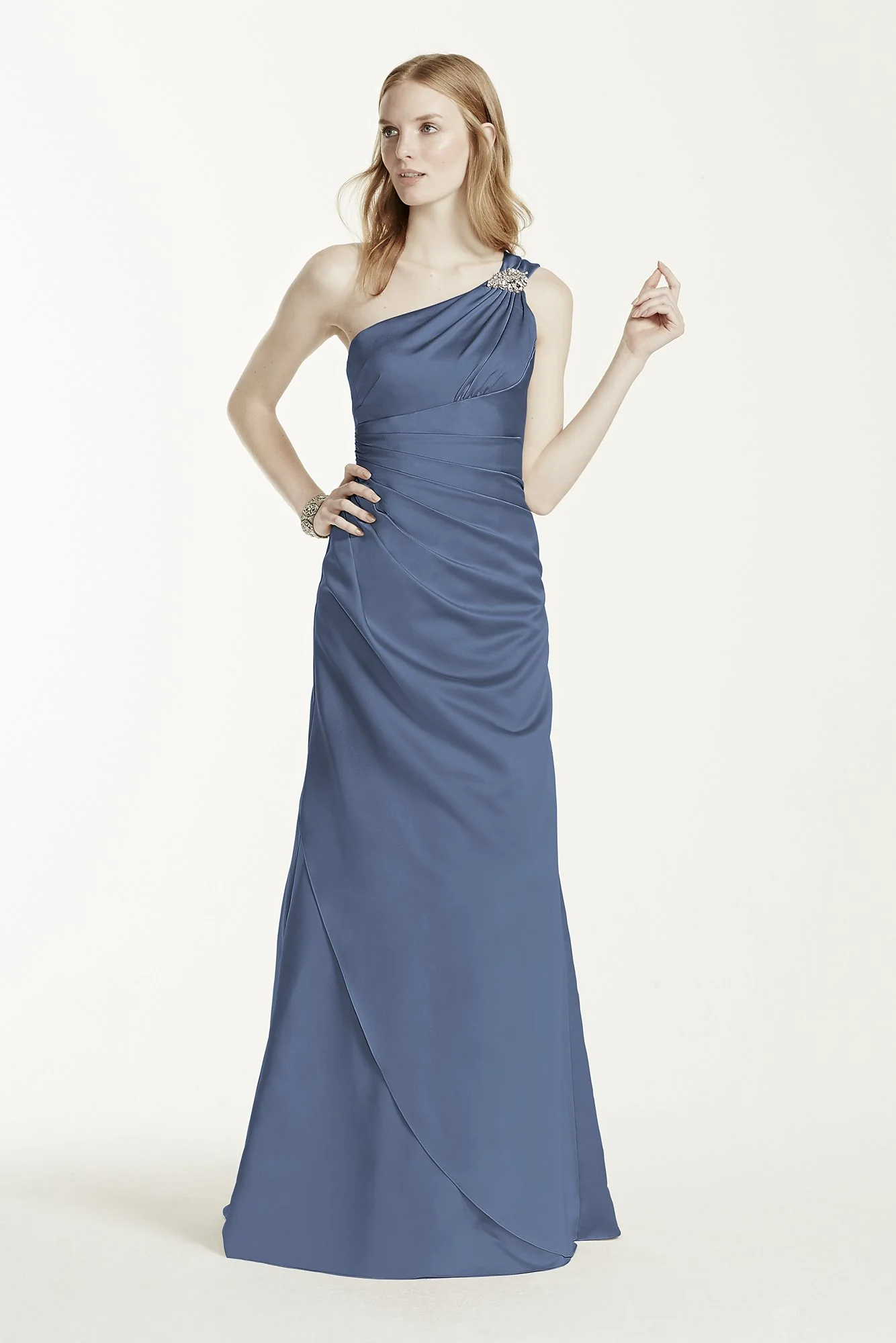 One Shoulder Bridesmaid Dress with Details - Image 58