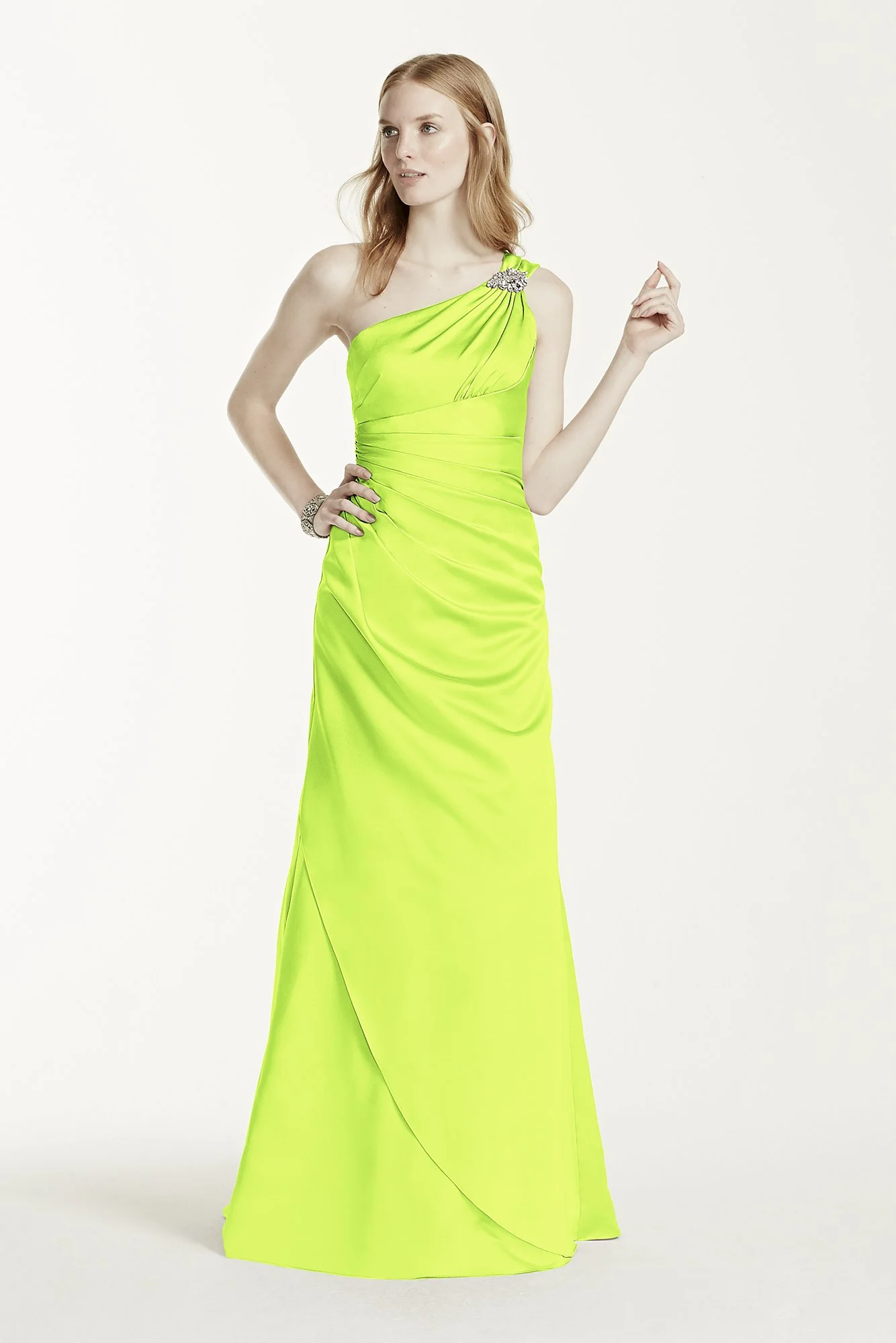 One Shoulder Bridesmaid Dress with Details - Image 61