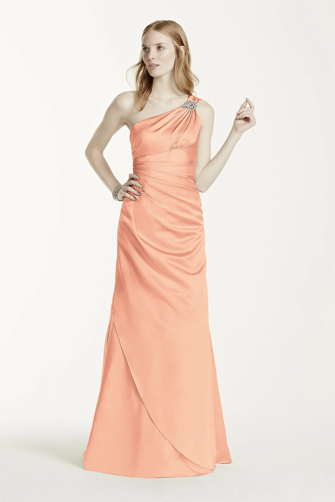 One Shoulder Bridesmaid Dress with Details - Image 62