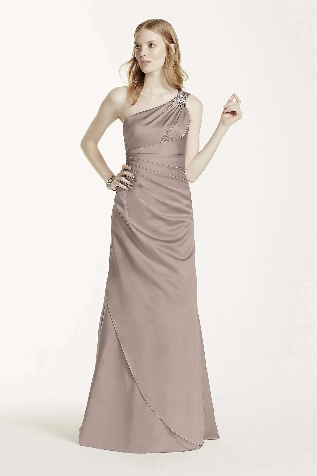 One Shoulder Bridesmaid Dress with Details - Image 63